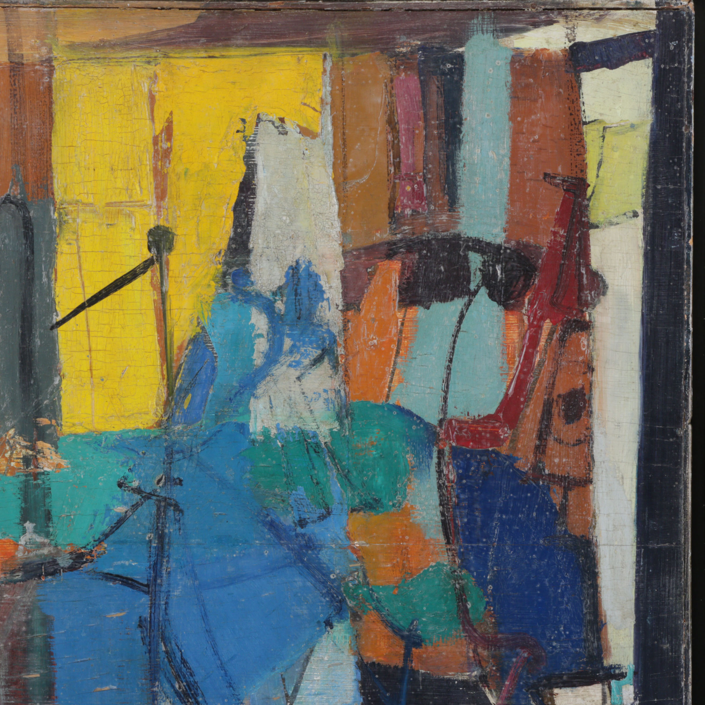 Franz Josef Kline Abstract Expressionist Oil Painting, Circa 1947 with Catalogue