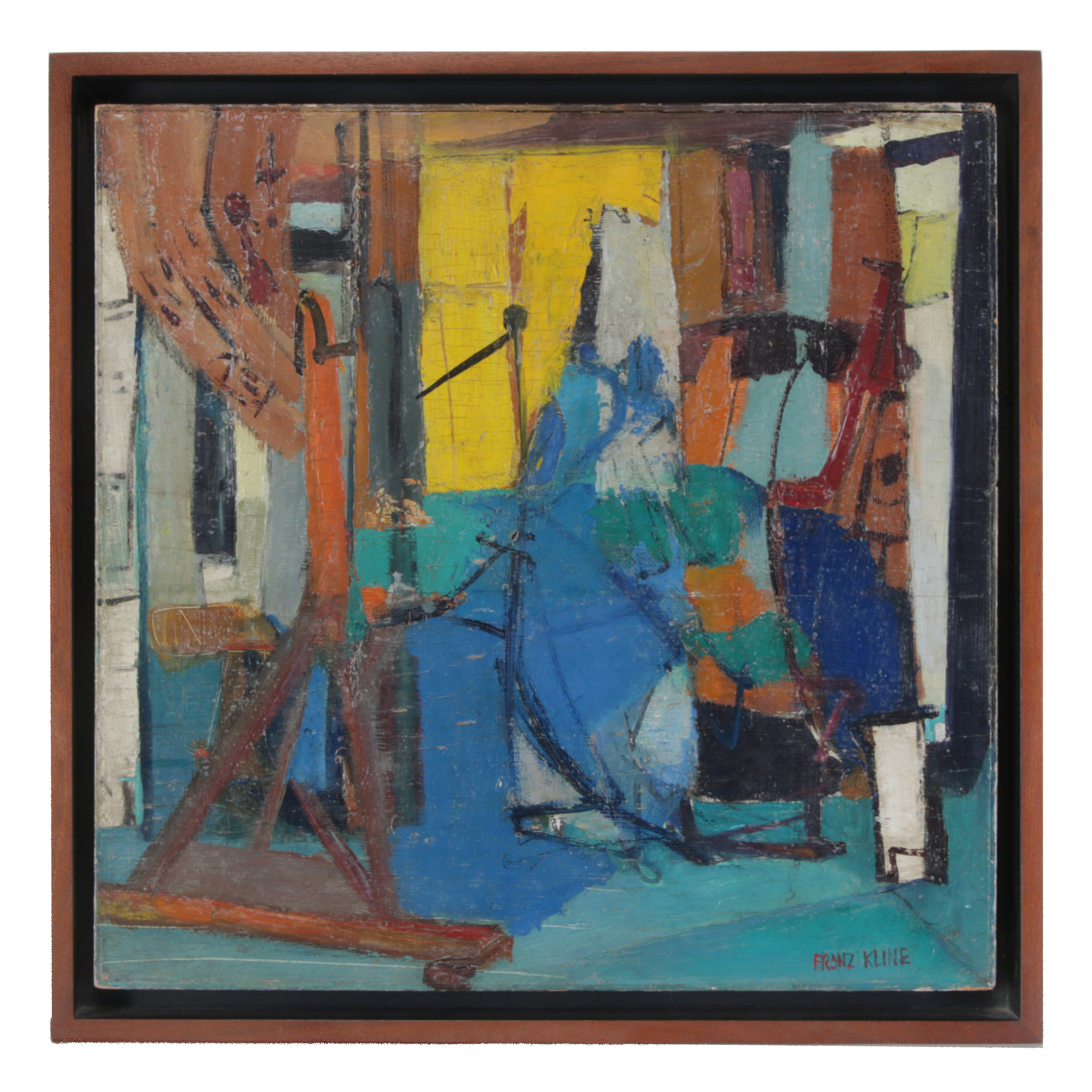 Franz Josef Kline Abstract Expressionist Oil Painting, Circa 1947 with Catalogue