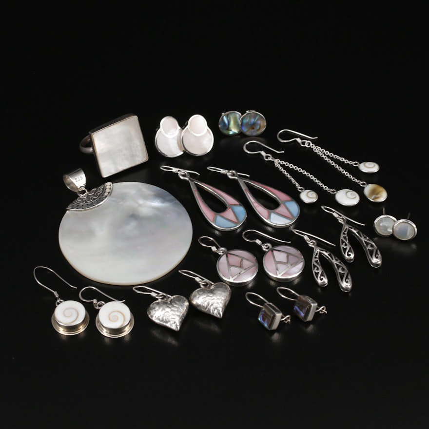 Sterling Silver Mother of Pearl, Abalone and Shell Jewelry