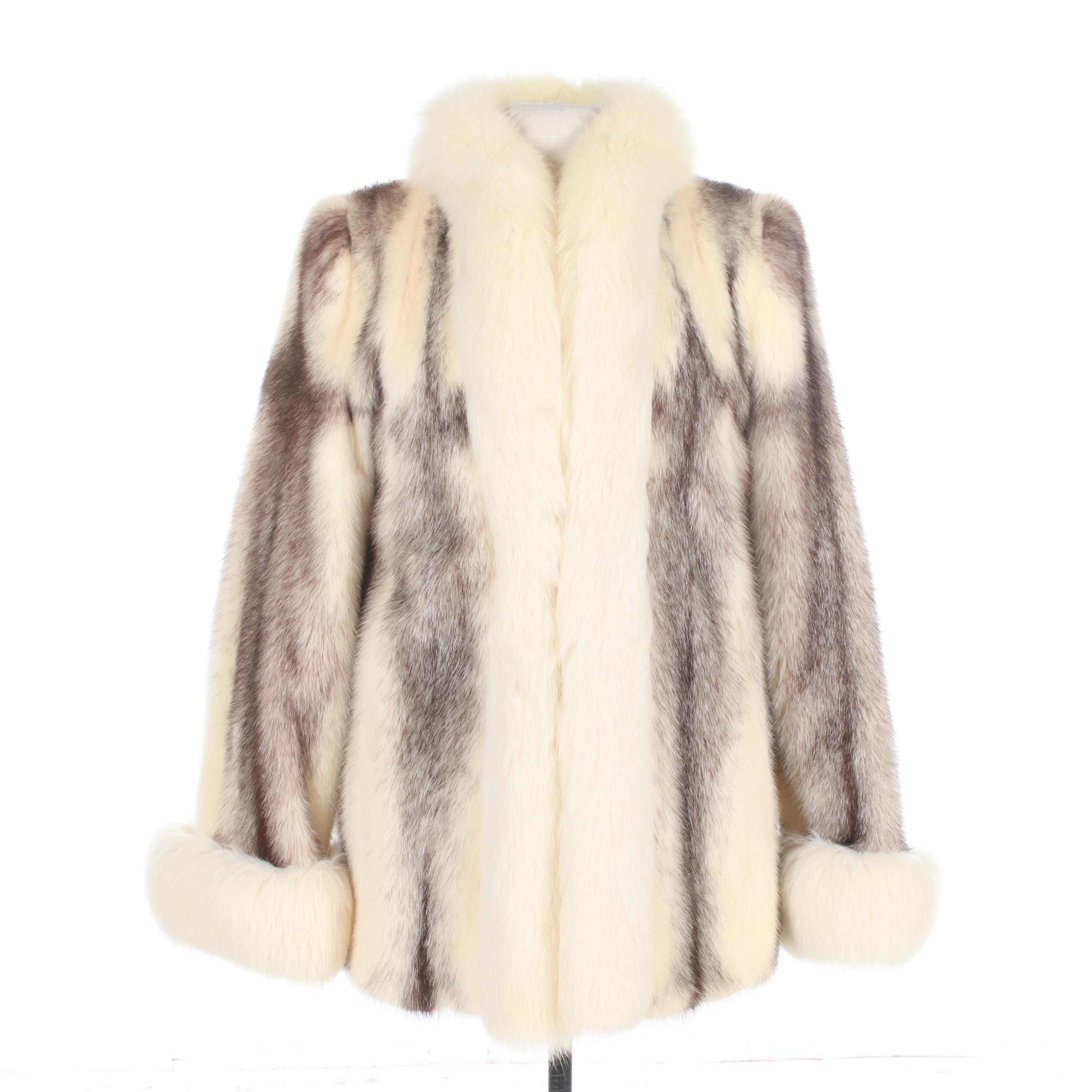 Cross Mink Fur Jacket with Arctic Fox Fur Trim