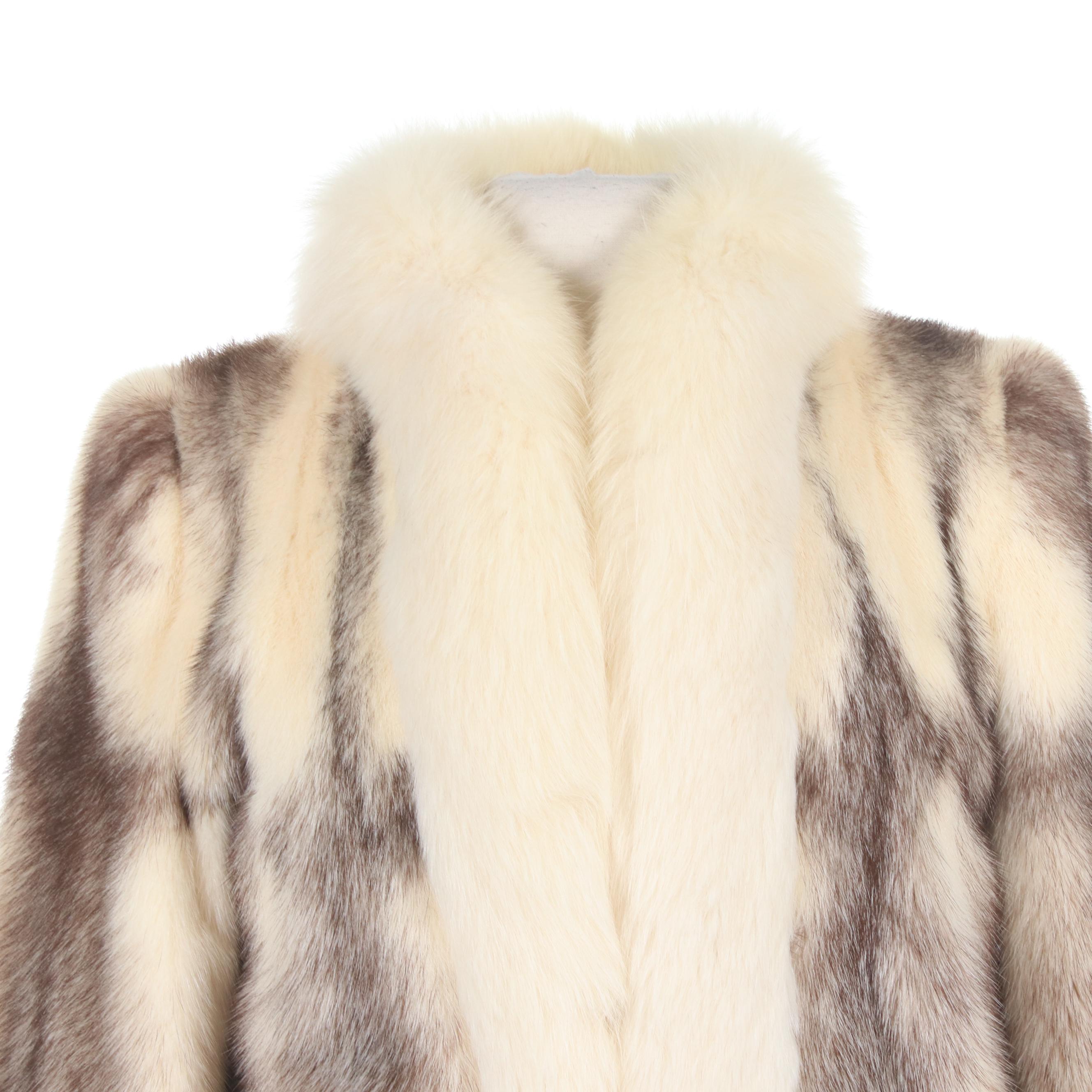 Cross Mink Fur Jacket with Arctic Fox Fur Trim