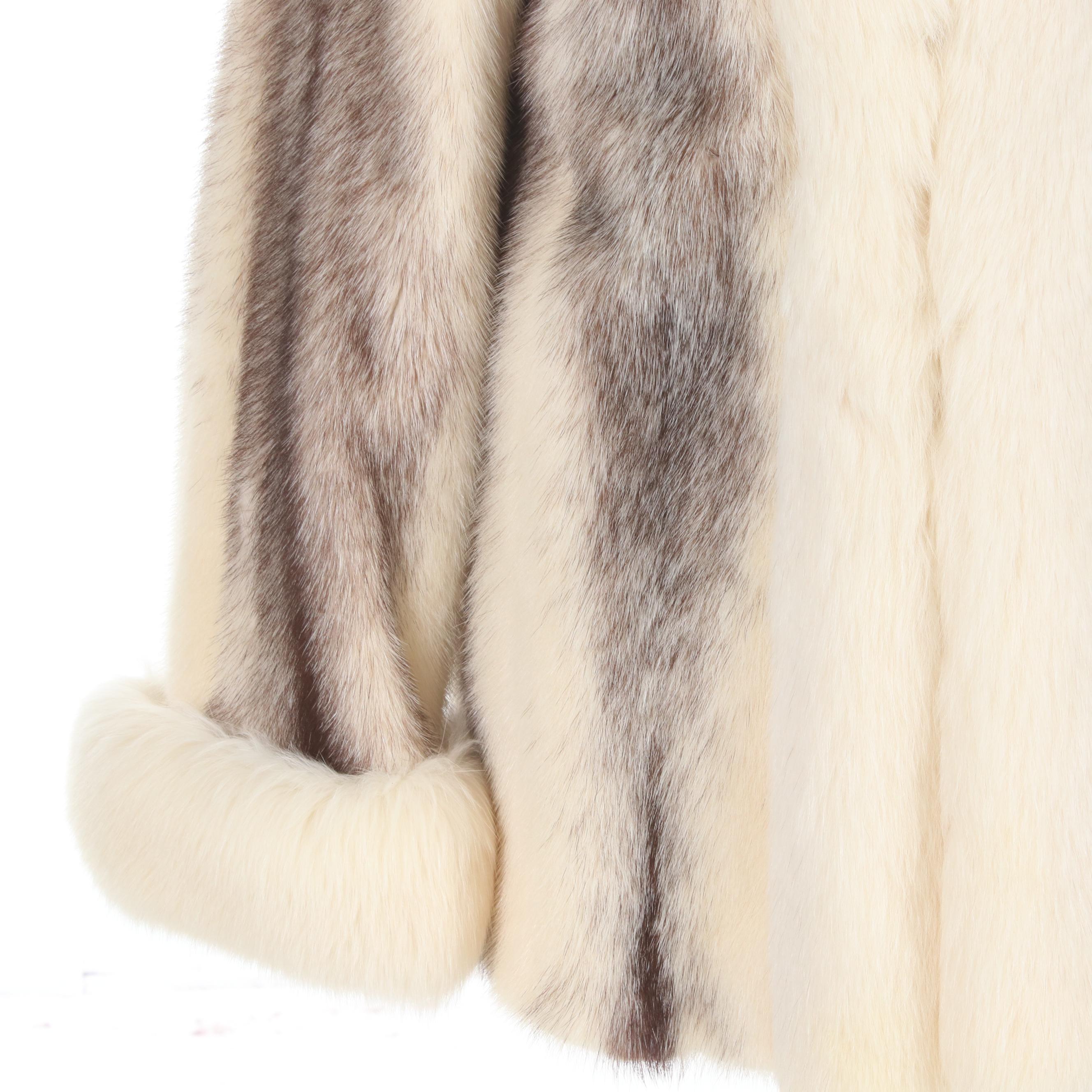Cross Mink Fur Jacket with Arctic Fox Fur Trim