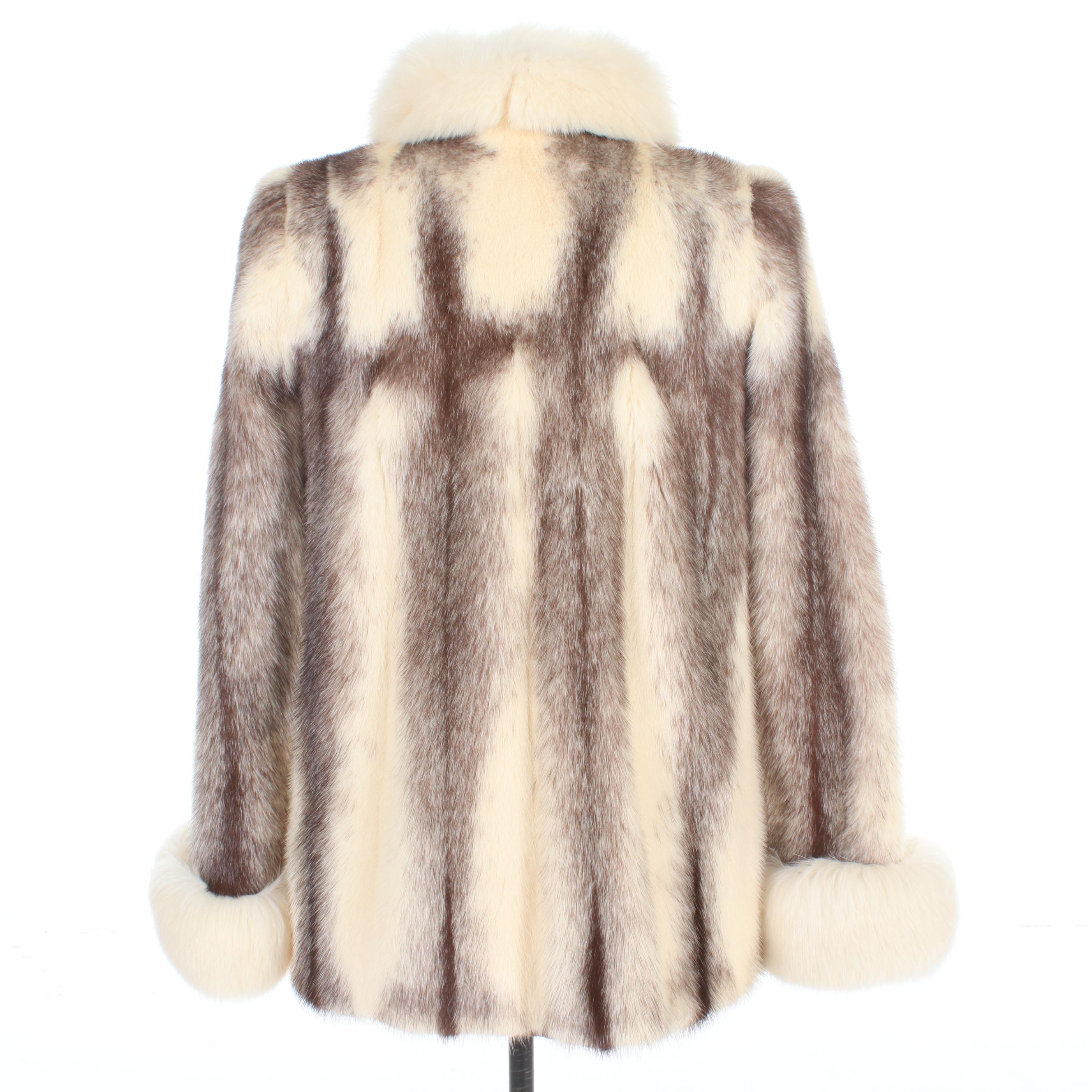 Cross Mink Fur Jacket with Arctic Fox Fur Trim