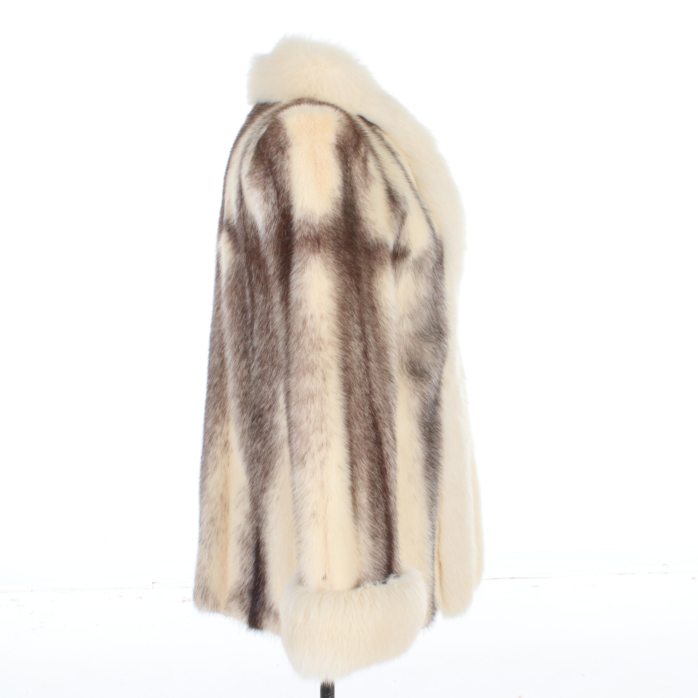 Cross Mink Fur Jacket with Arctic Fox Fur Trim