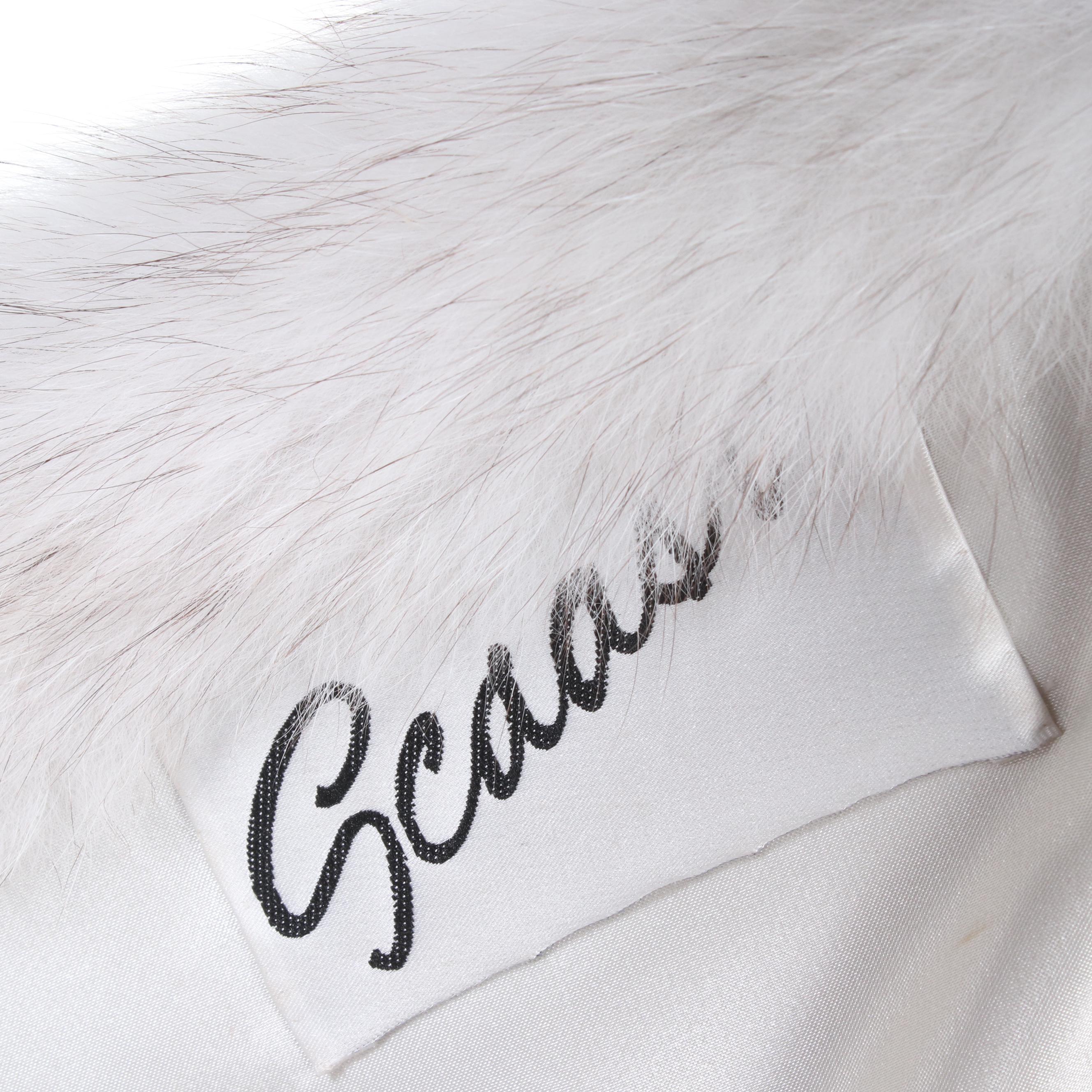 Scaasi Finnish Blue Fox Fur Full Skin Stroller with Banded Cuffs