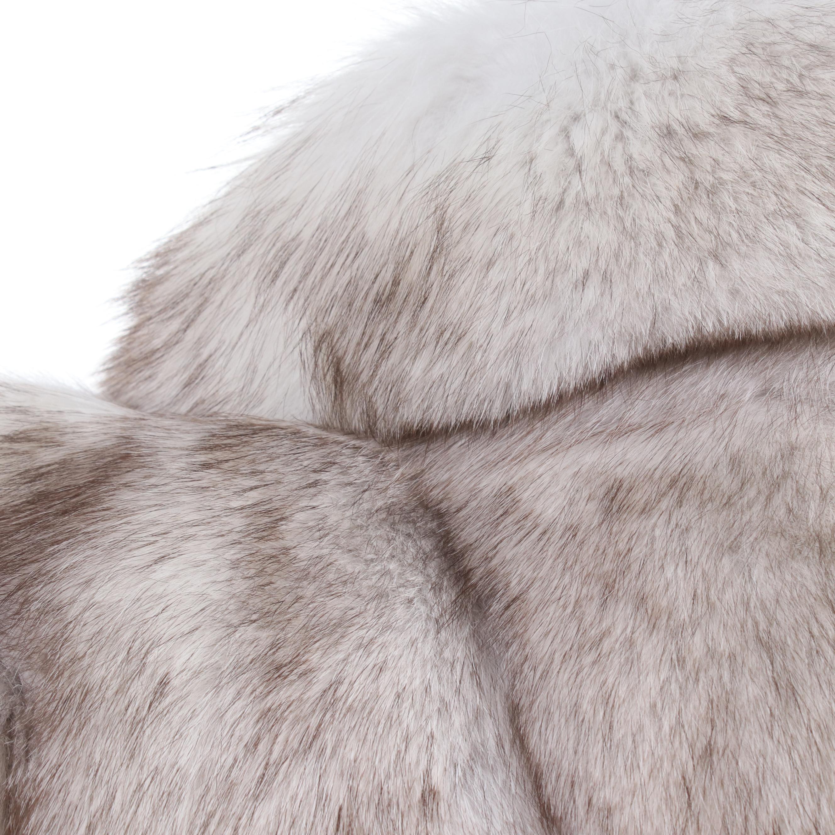 Scaasi Finnish Blue Fox Fur Full Skin Stroller with Banded Cuffs