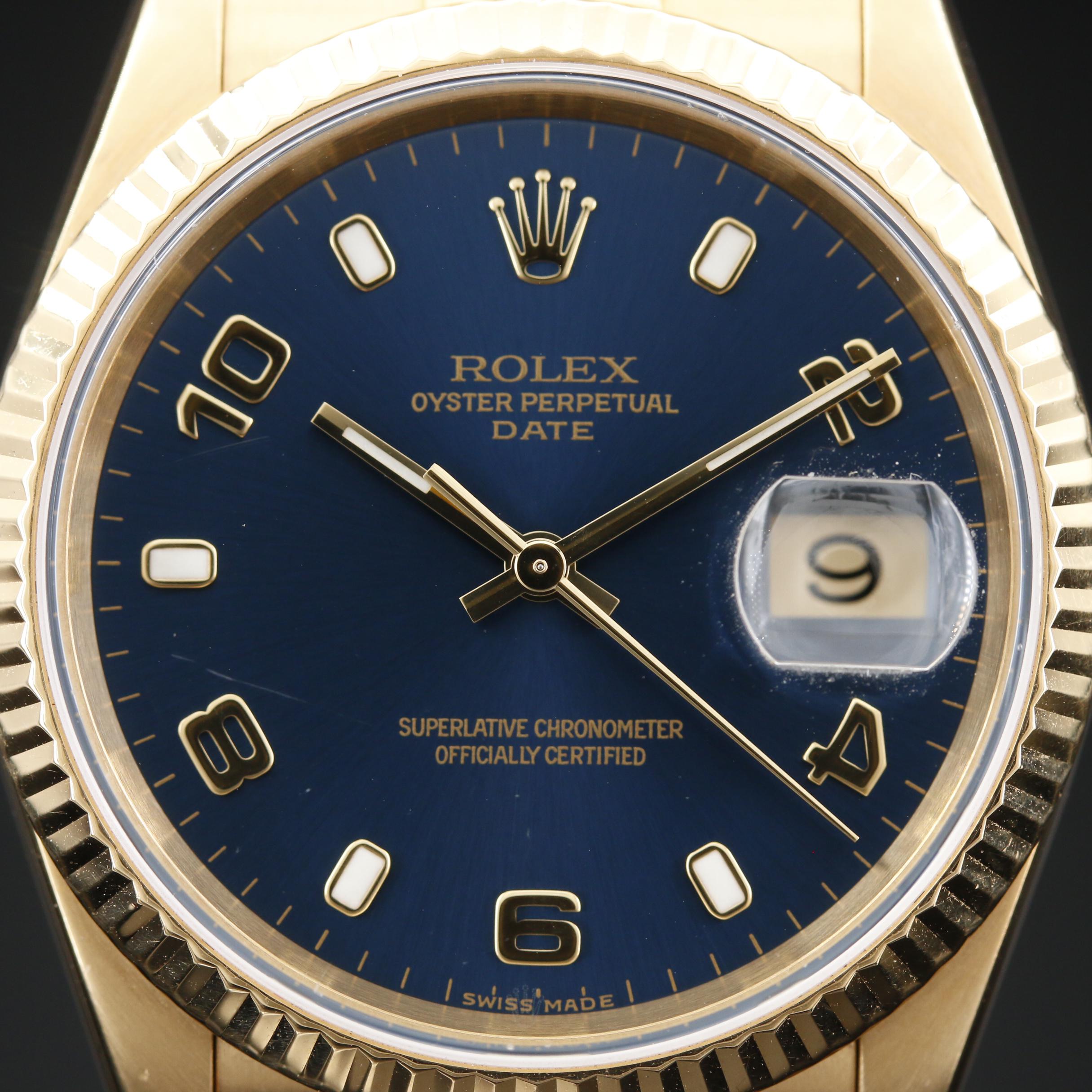 Rolex Date 18K Yellow Gold Automatic Watch, 2004