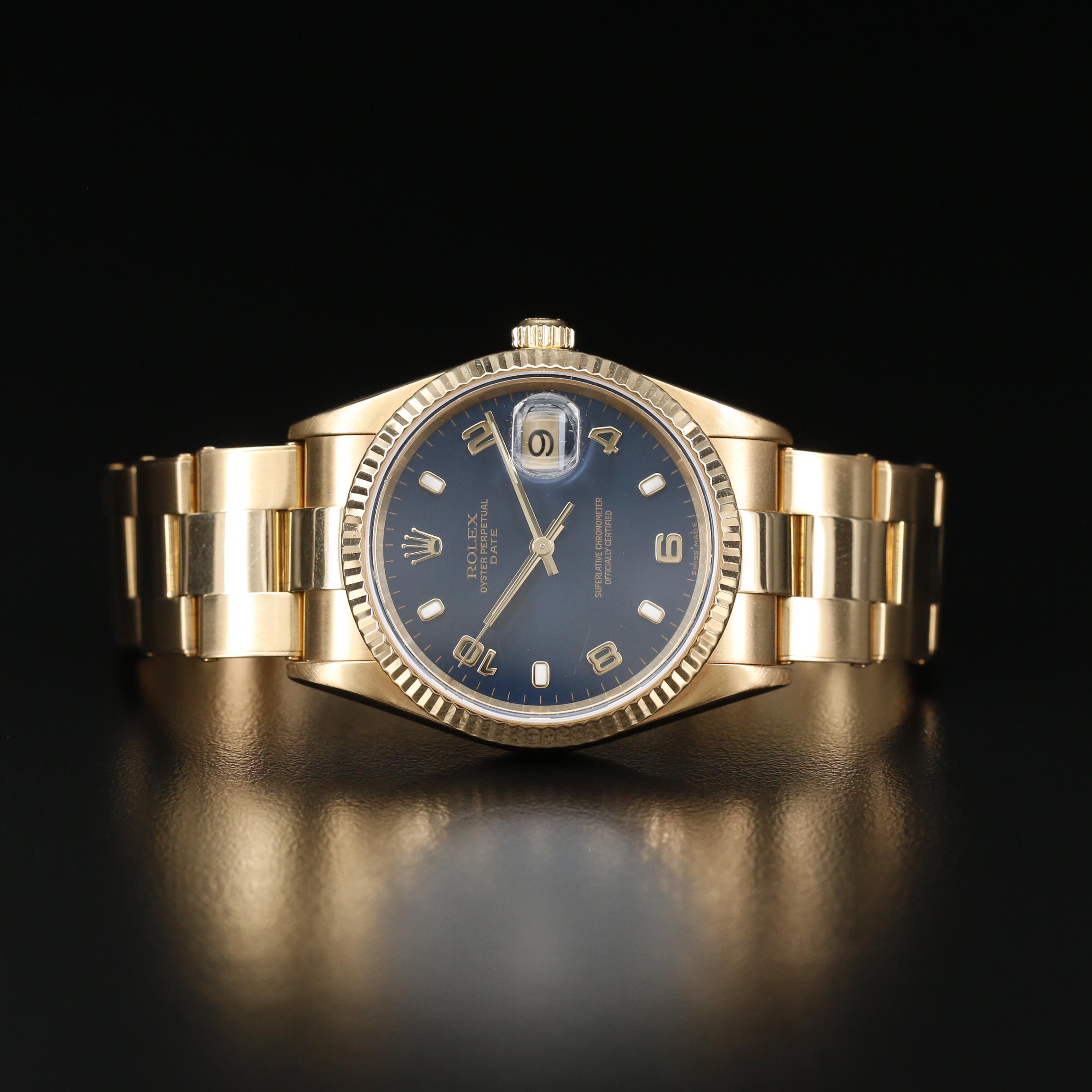 Rolex Date 18K Yellow Gold Automatic Watch, 2004
