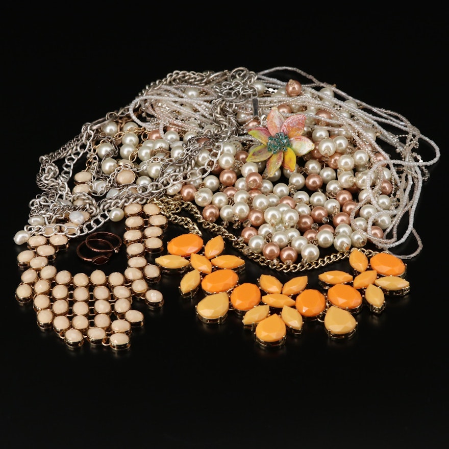 Cultured Pearl, Imitation Pearl and Pumpkin Seed Pearl Jewelry Assortment