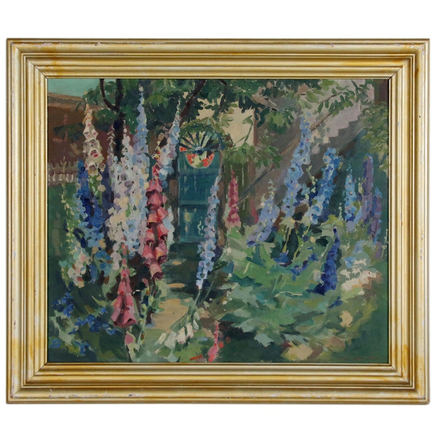 Helen Gapen Oehler Oil Painting of Garden Scene