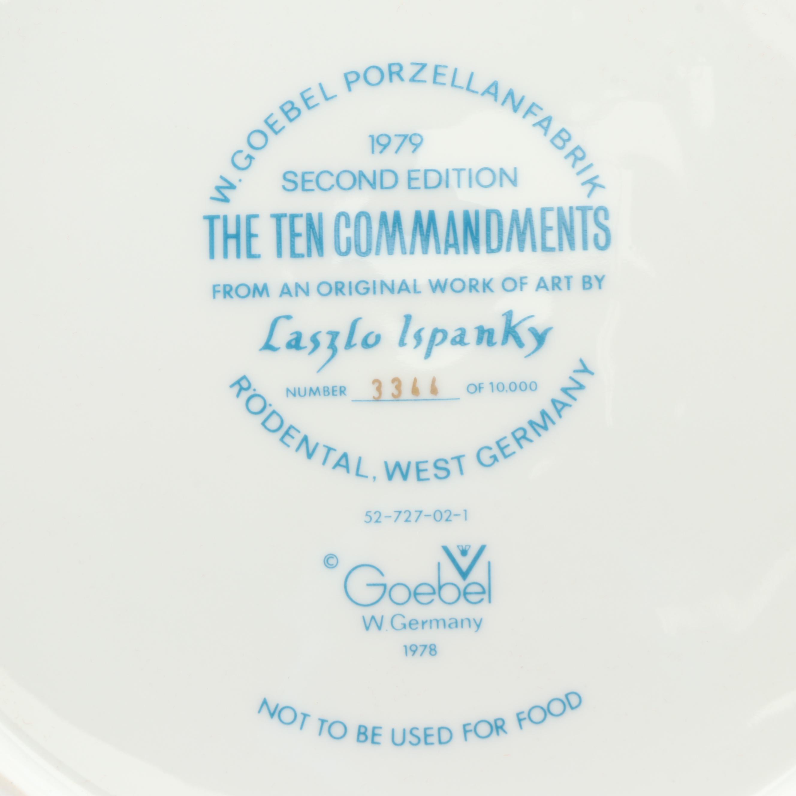 Goebel "Ten Commandments" Collector Plate Design by Laszlo Ispanky, 1979