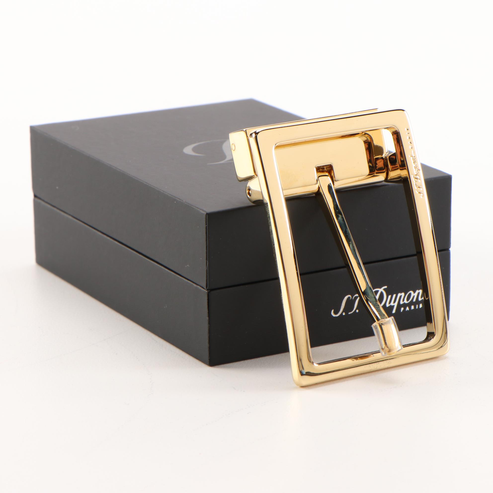 S. T. Dupont 35MM Etiquette Square Gold Tone Belt Buckle