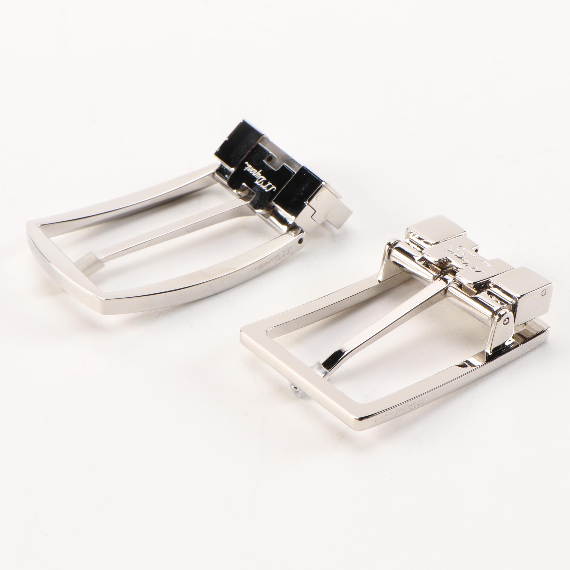 S. T. Dupont 35MM Stainless Steel and Carree Palladium Finish Belt Buckles