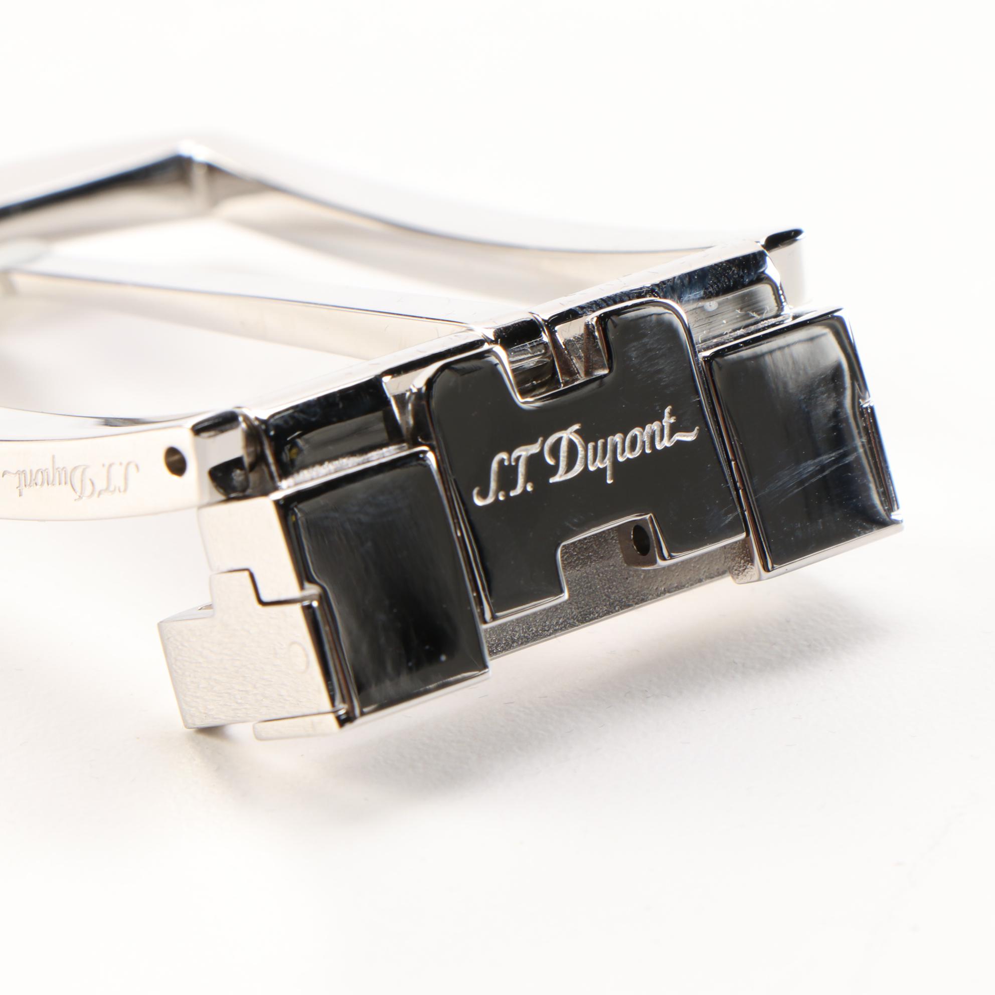 S. T. Dupont 35MM Stainless Steel and Carree Palladium Finish Belt Buckles