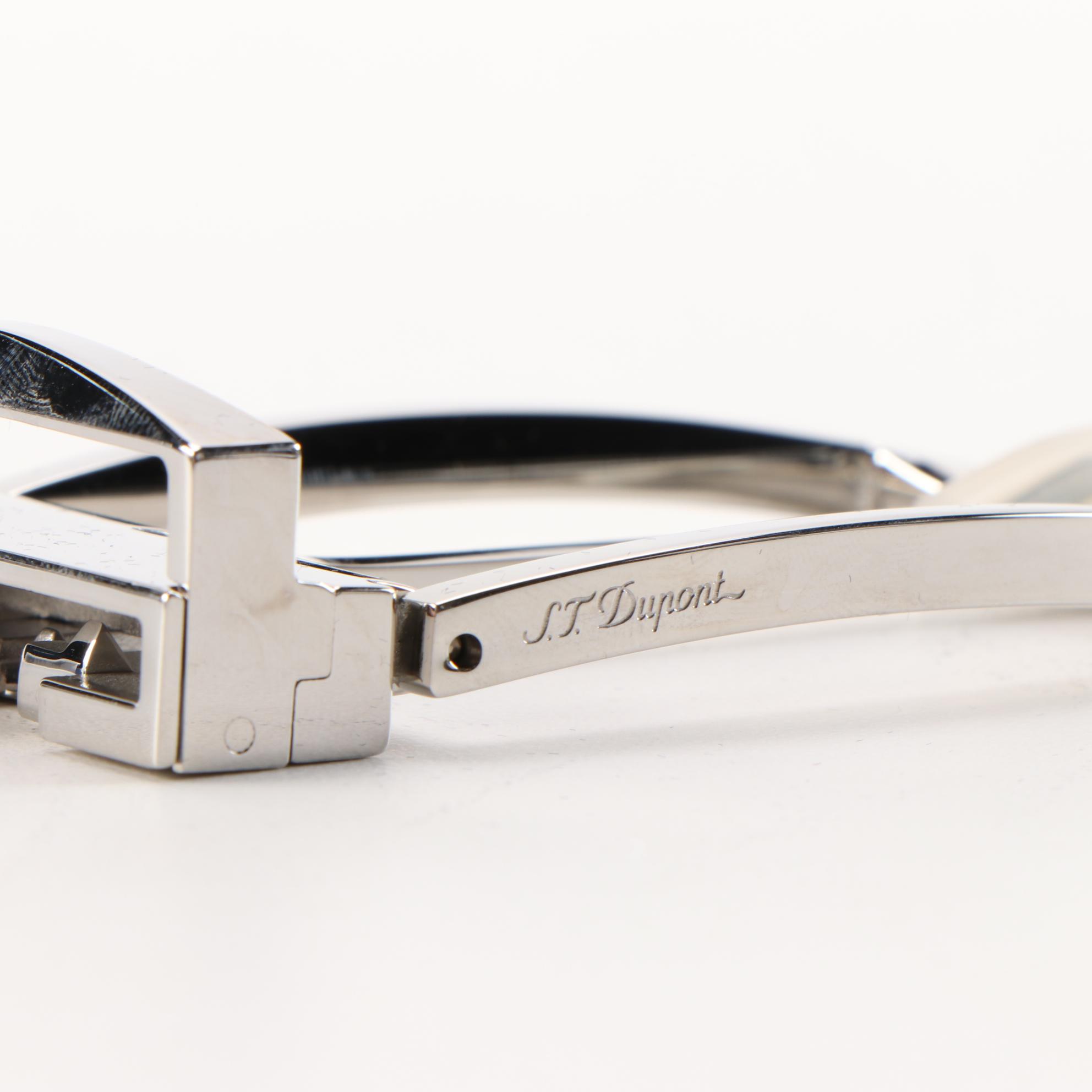 S. T. Dupont 35MM Stainless Steel and Carree Palladium Finish Belt Buckles