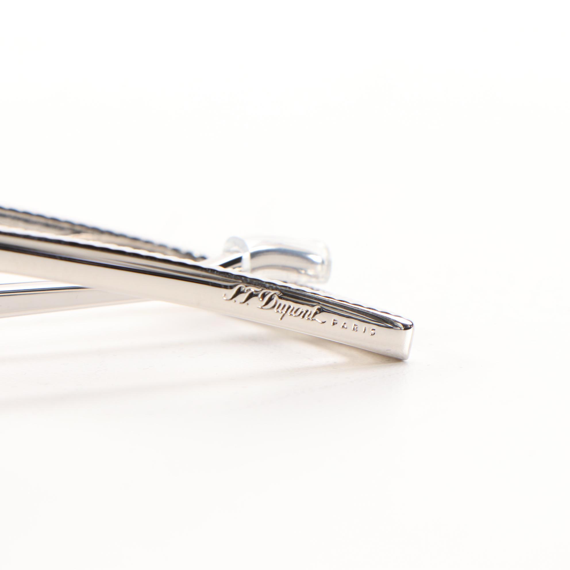 S. T. Dupont 35MM Stainless Steel and Carree Palladium Finish Belt Buckles