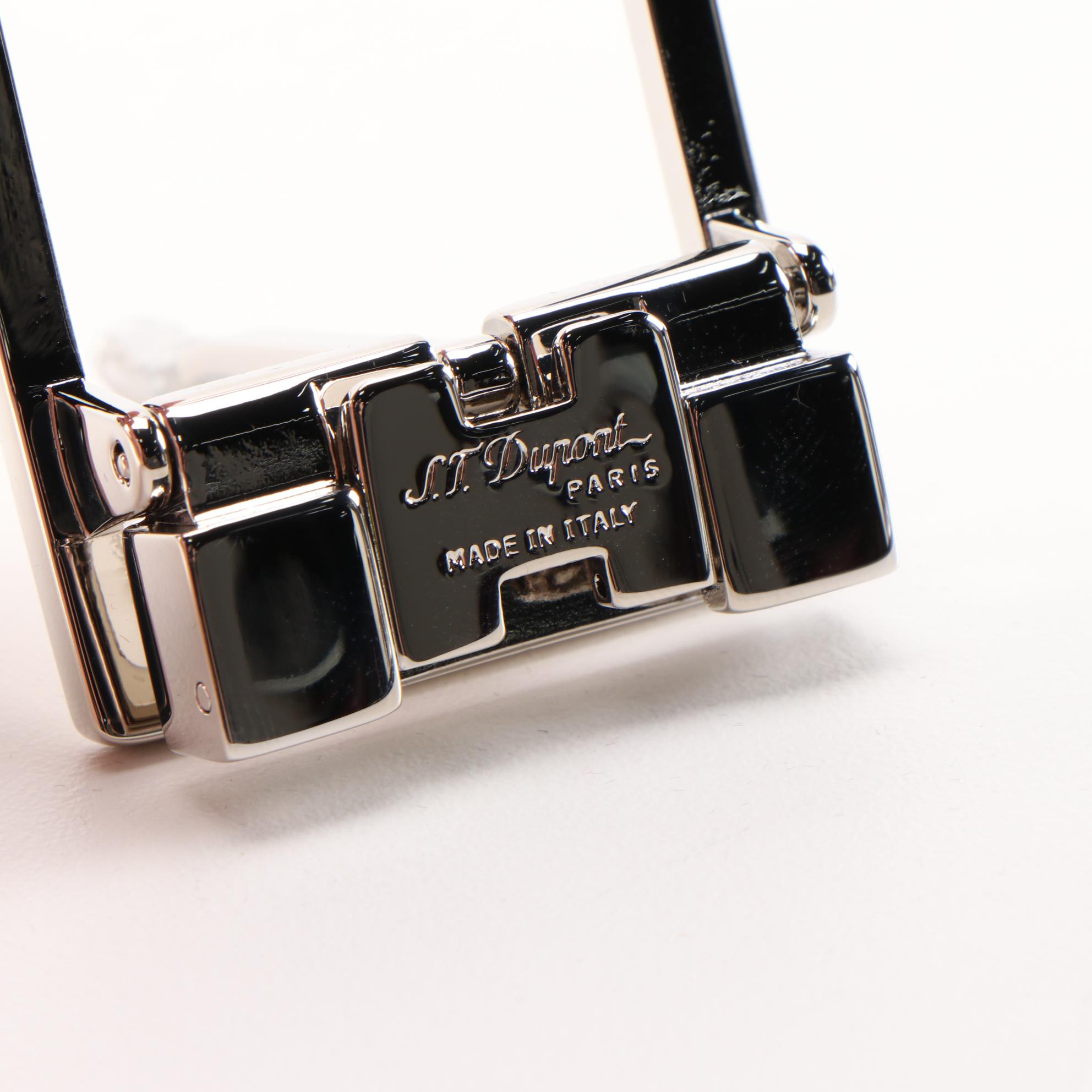 S. T. Dupont 35MM Stainless Steel and Carree Palladium Finish Belt Buckles