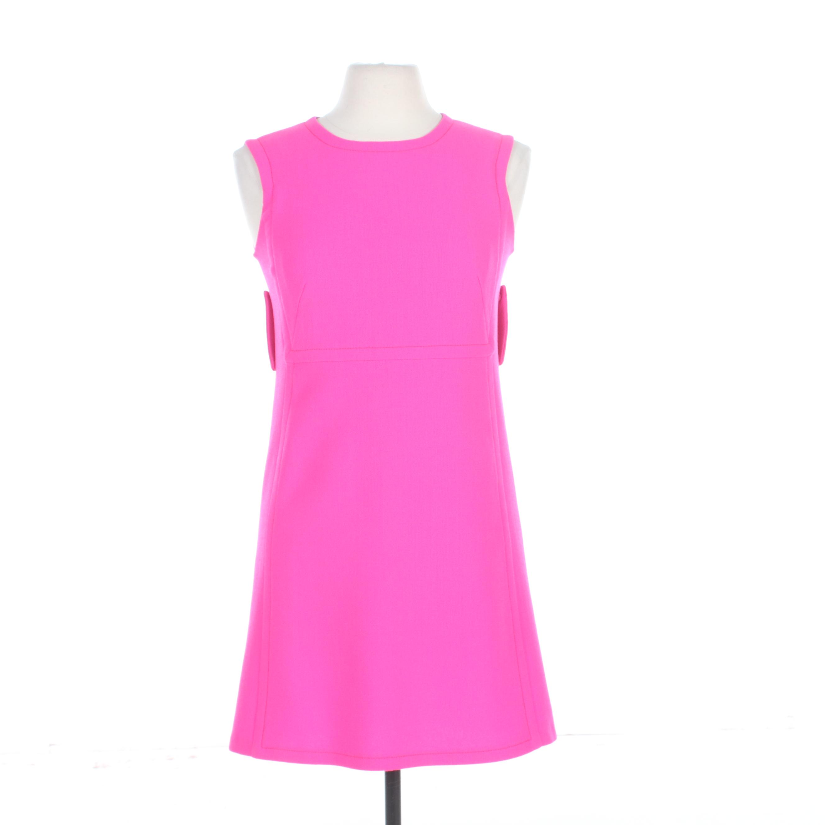 Prada Pink Wool Sleeveless Shift Dress