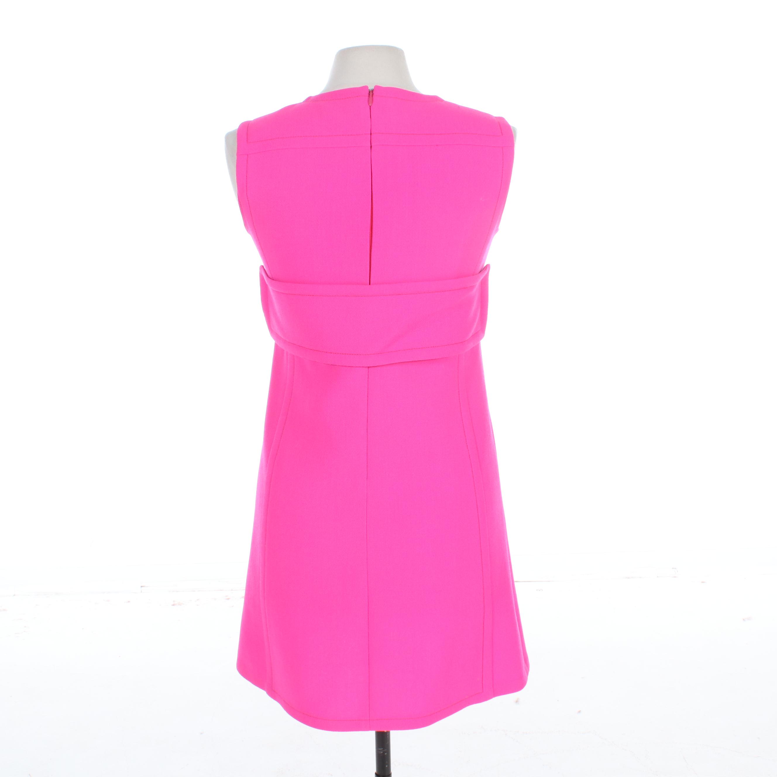Prada Pink Wool Sleeveless Shift Dress
