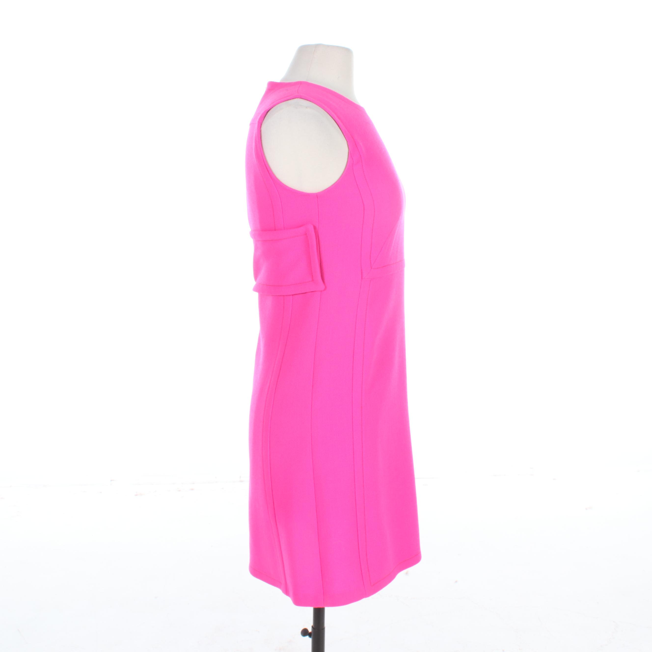 Prada Pink Wool Sleeveless Shift Dress