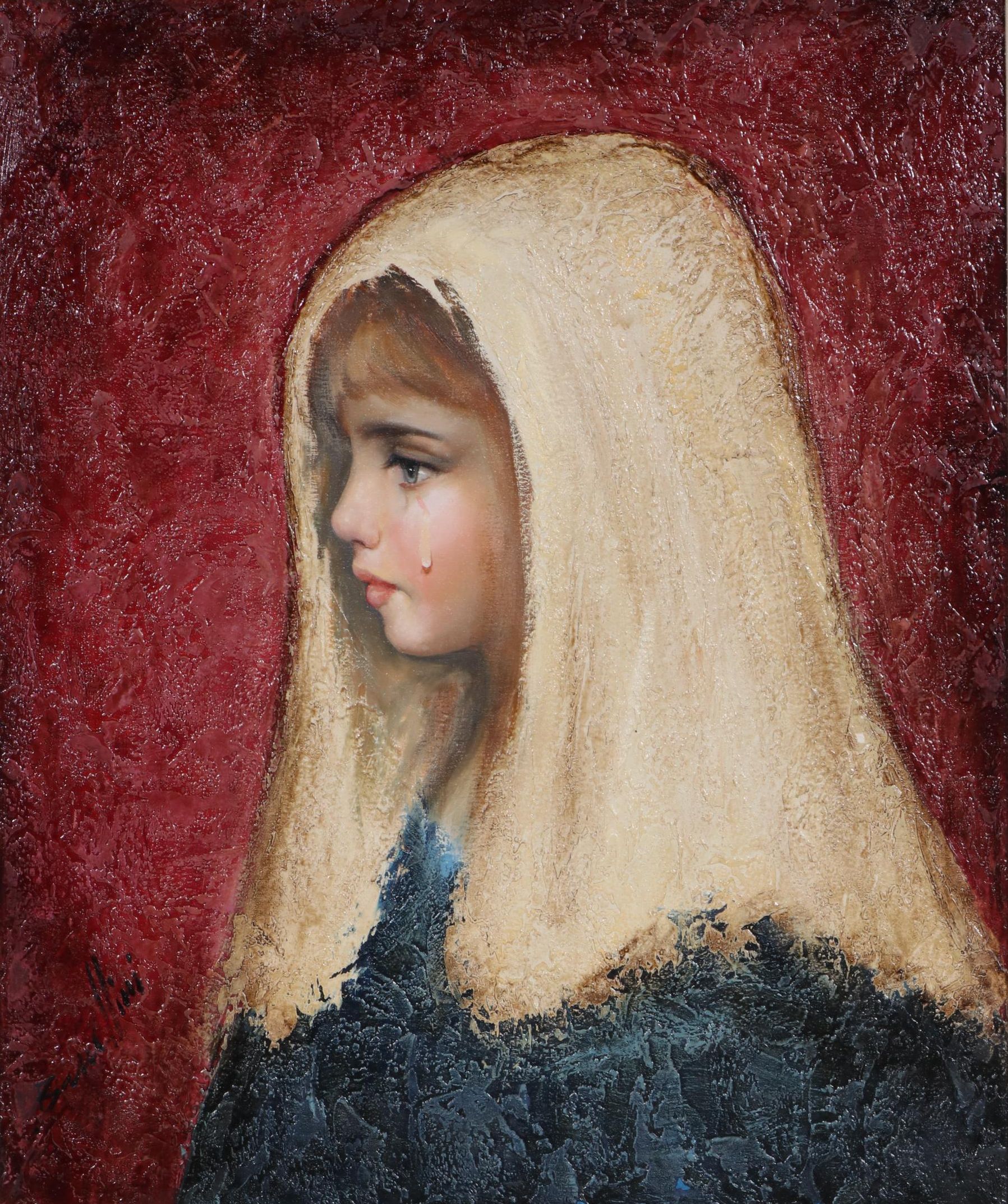 Oil Painting of Crying Girl