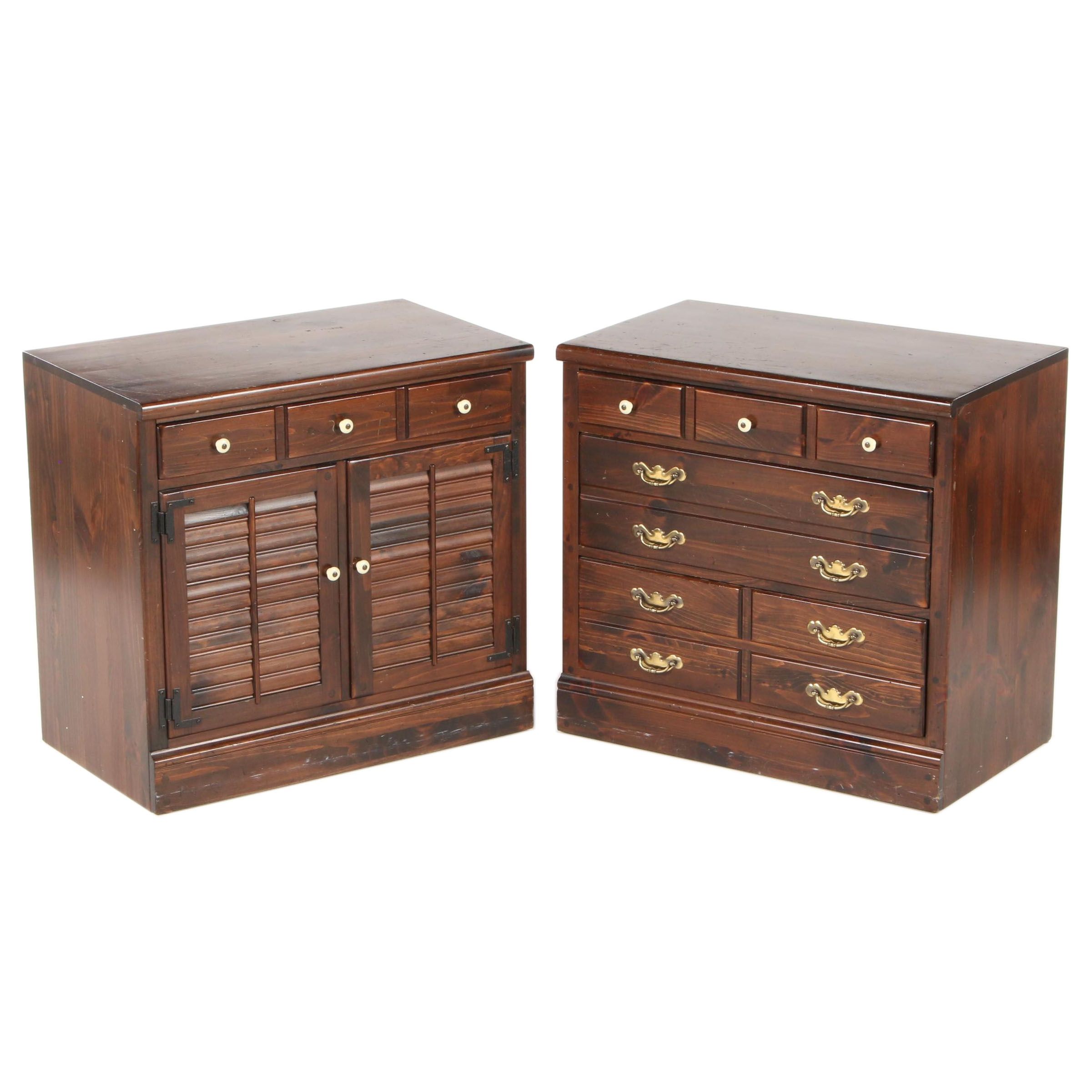 Pair of Ethan Allen Pine Louvered Cabinets