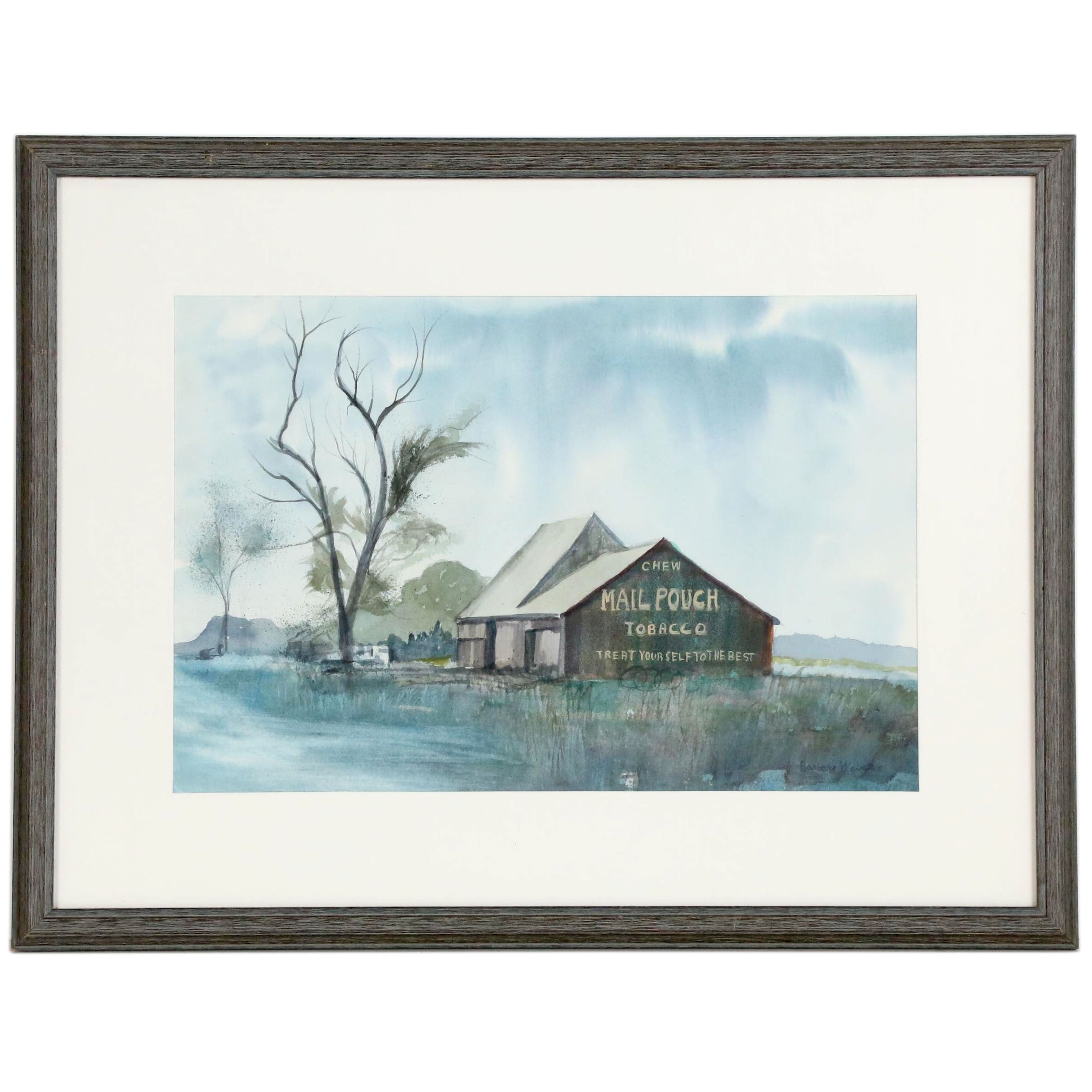 Barbara Weber Watercolor Painting of a Mail Pouch Tobacco Barn