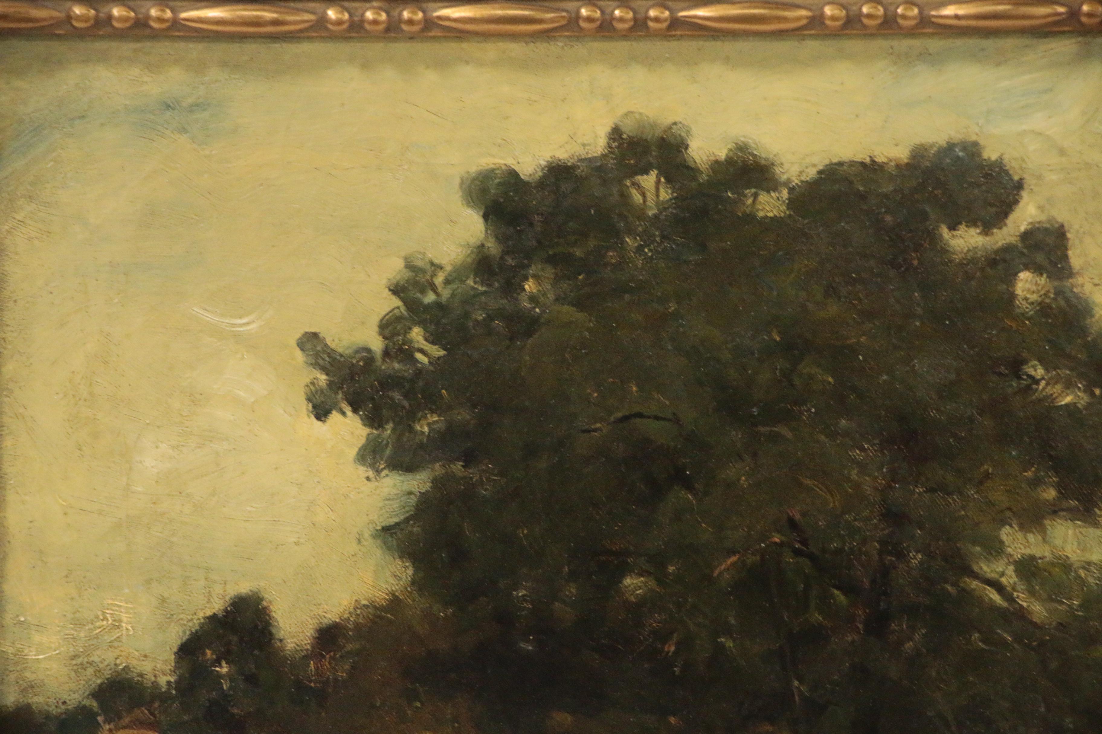 Annie Shaw Tonalist Landscape Oil Painting "A Country Road", Late 19th Century