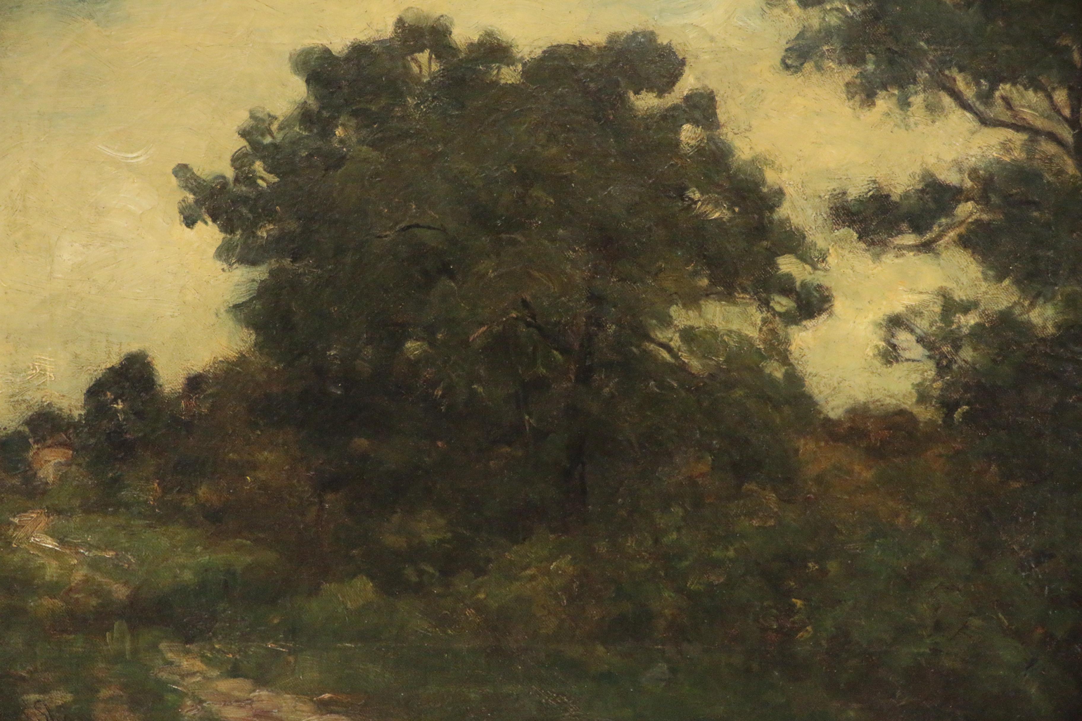 Annie Shaw Tonalist Landscape Oil Painting "A Country Road", Late 19th Century