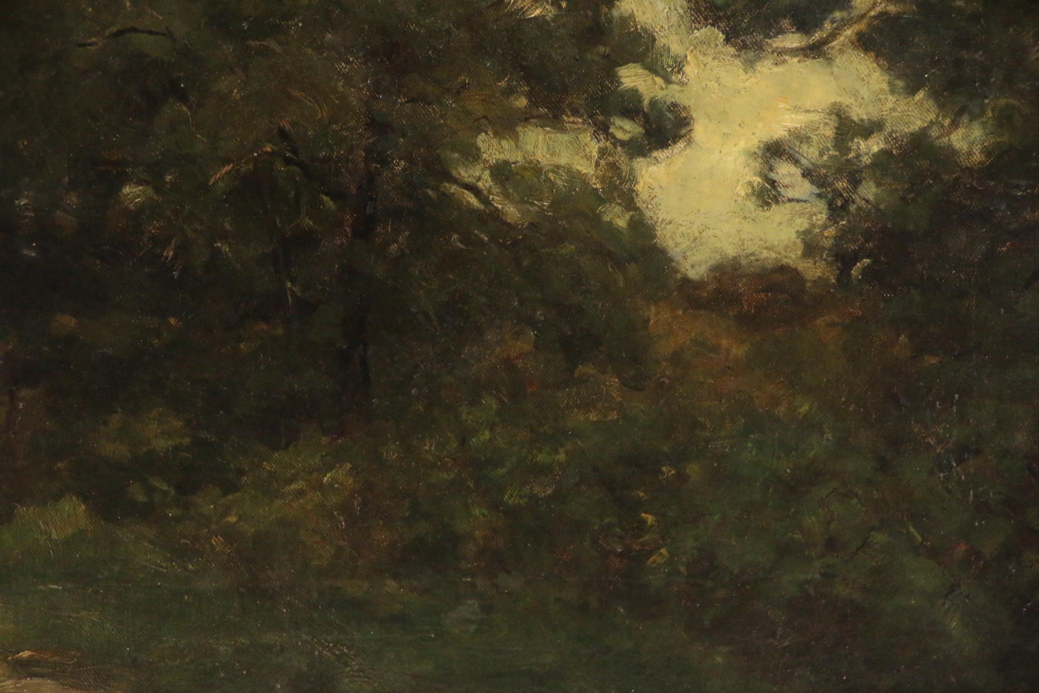 Annie Shaw Tonalist Landscape Oil Painting "A Country Road", Late 19th Century