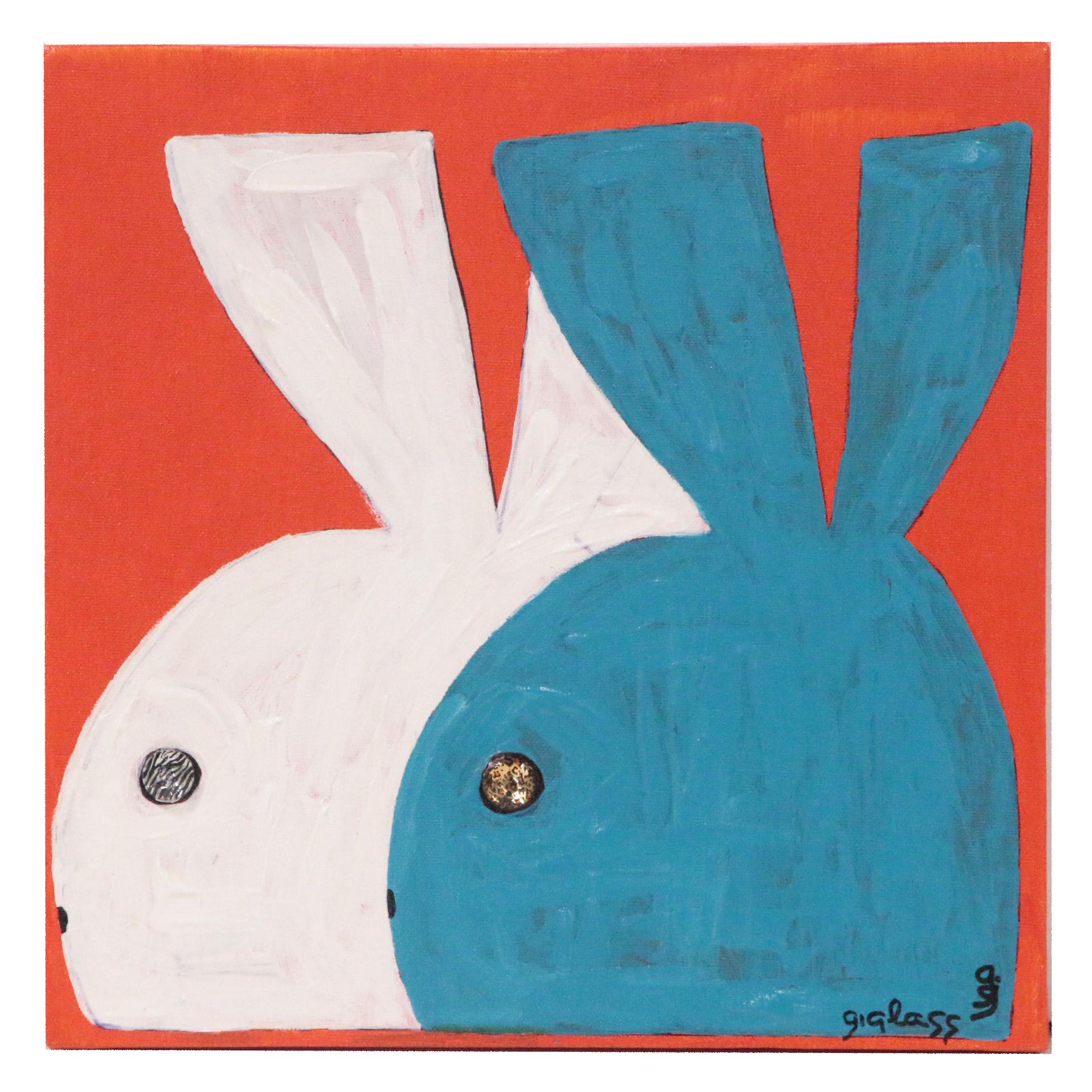 George Glass Acrylic Painting "Playboy Bunnies"