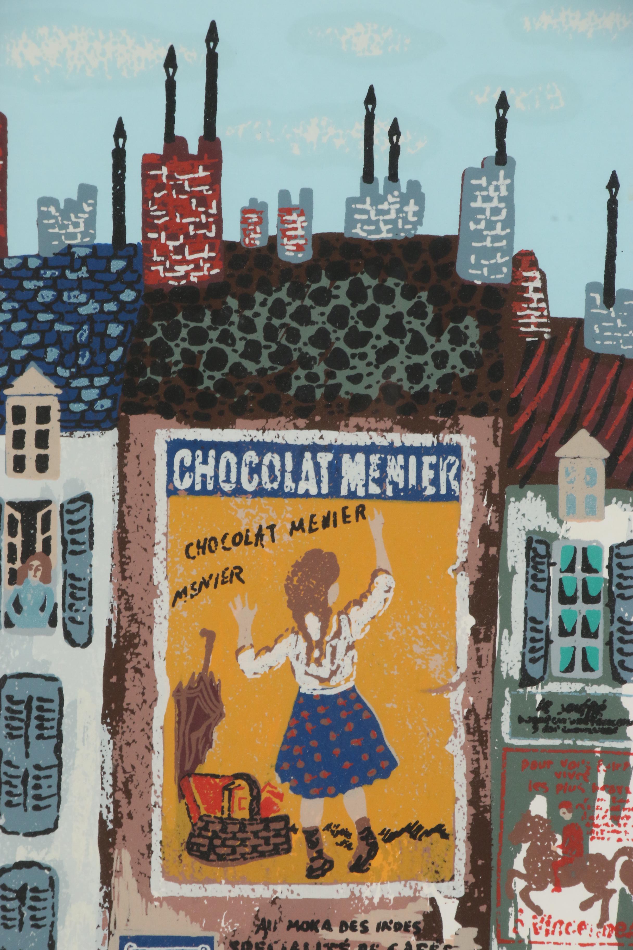 Josef Farhi Serigraph "Chocolat Menier", Late 20th Century