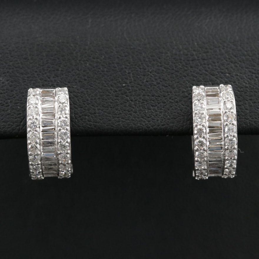 Odelia 18K White Gold Diamond Huggie Earrings