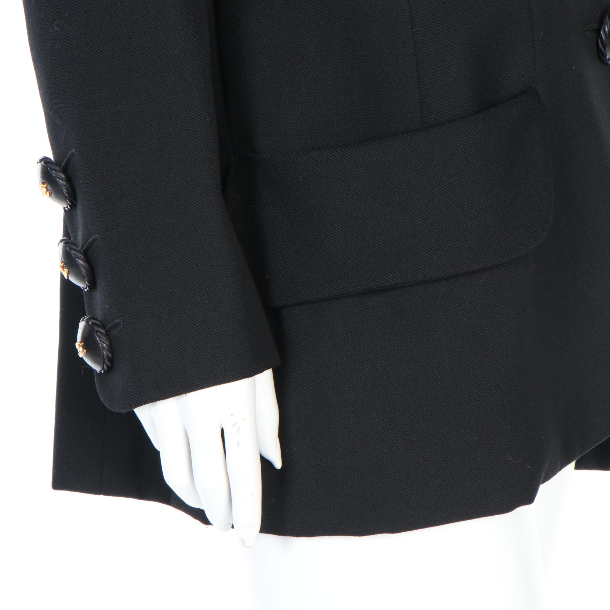 Chanel Boutique Black Wool Suit Jacket with Split Collar, Vintage