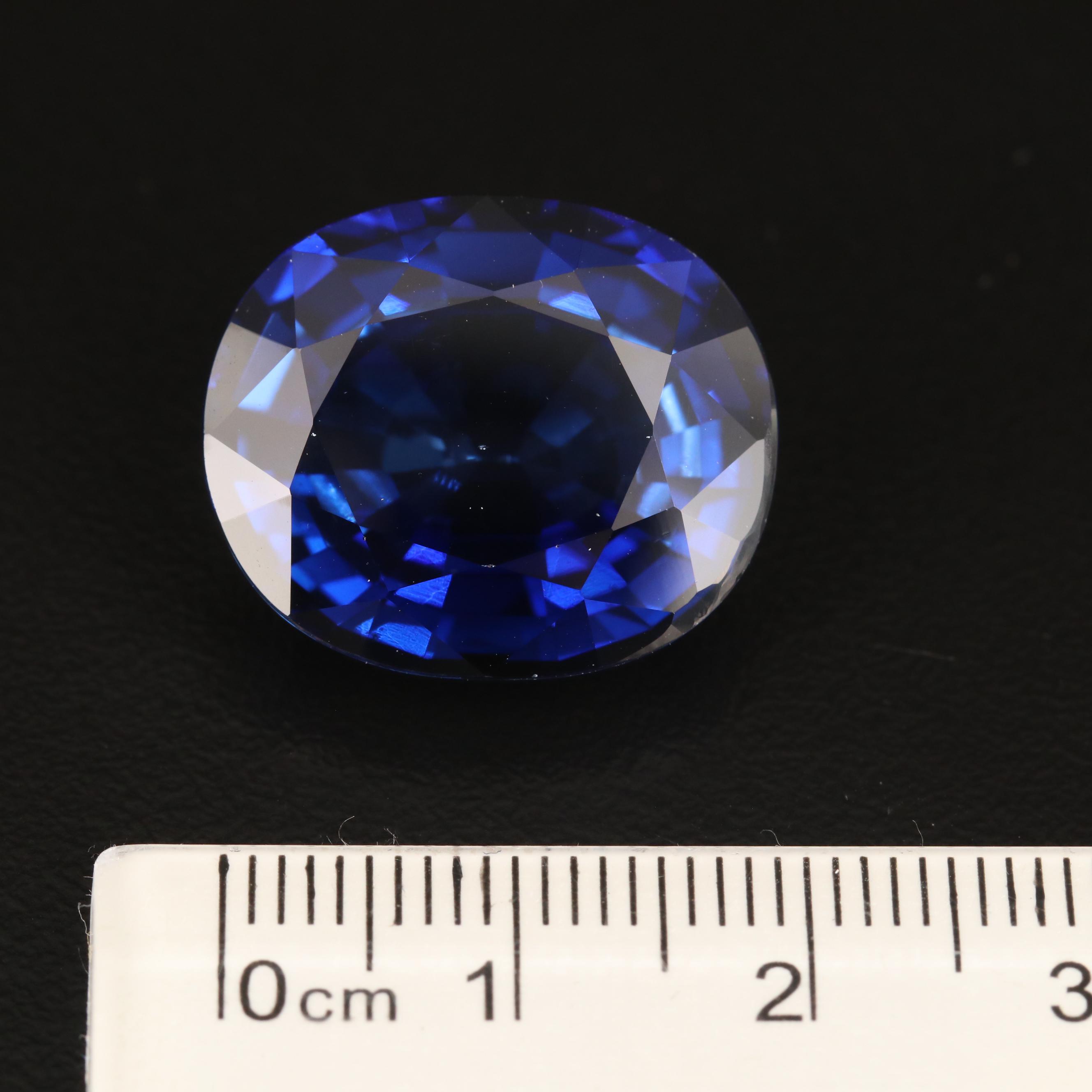 Loose 30.35 CT Synthetic Sapphire with GIA Report