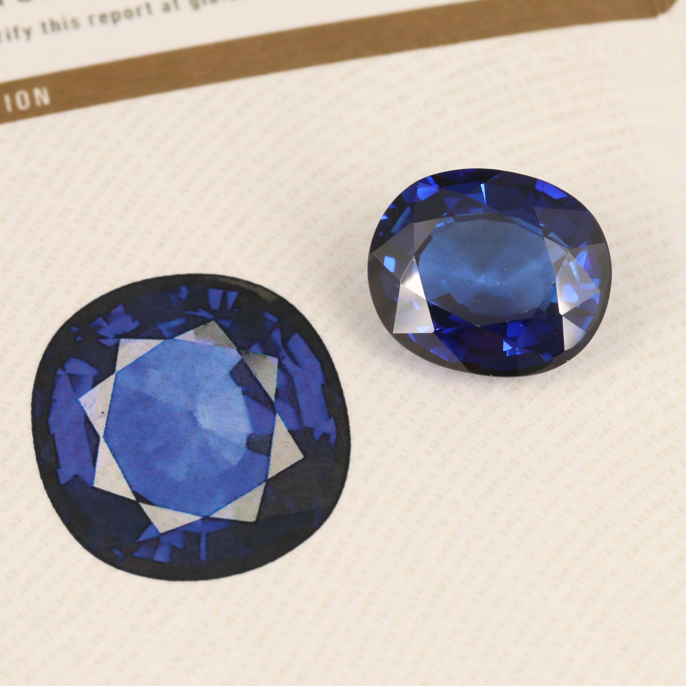 Loose 30.35 CT Synthetic Sapphire with GIA Report