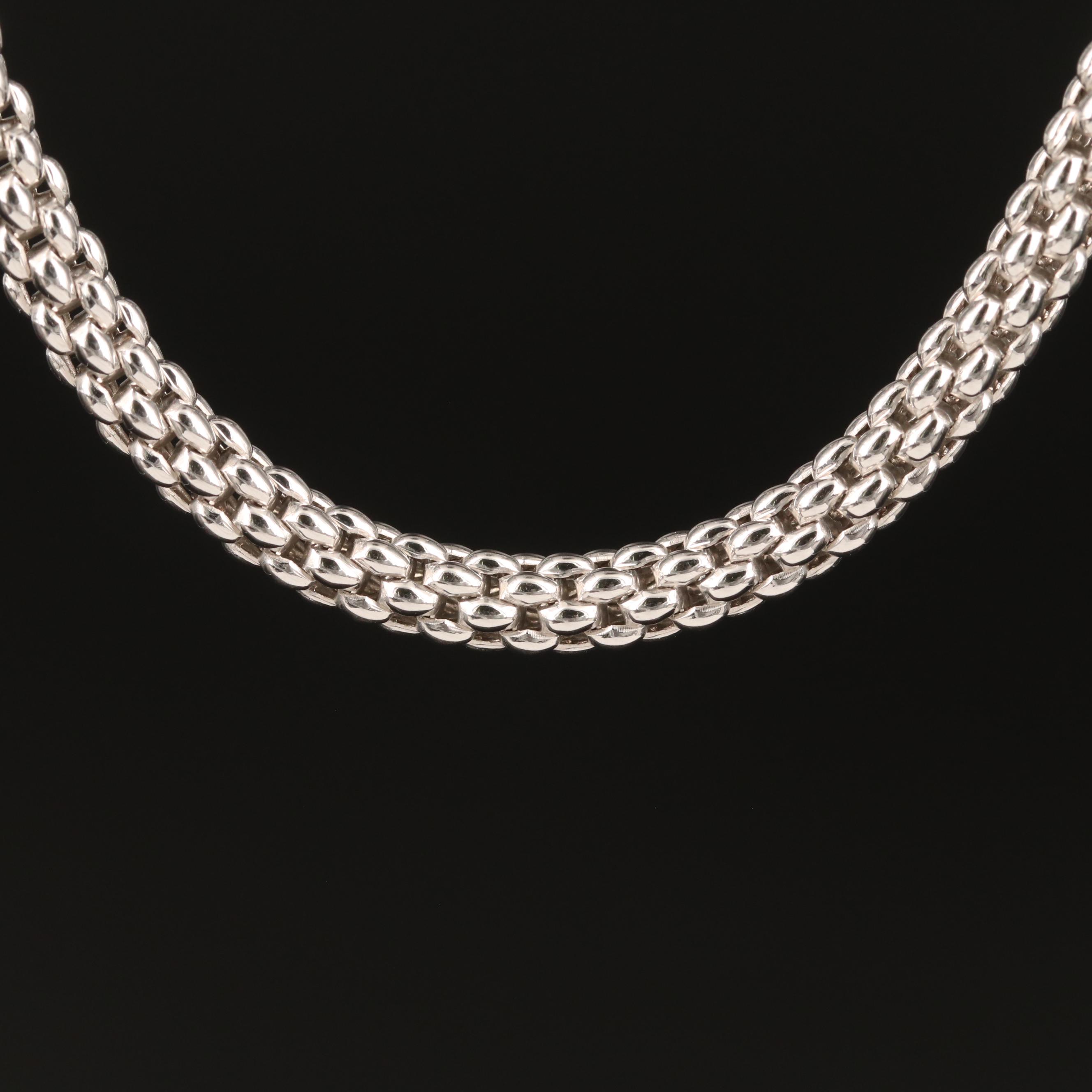 Fope 18K White Gold "Classic Mesh" Chain Necklace