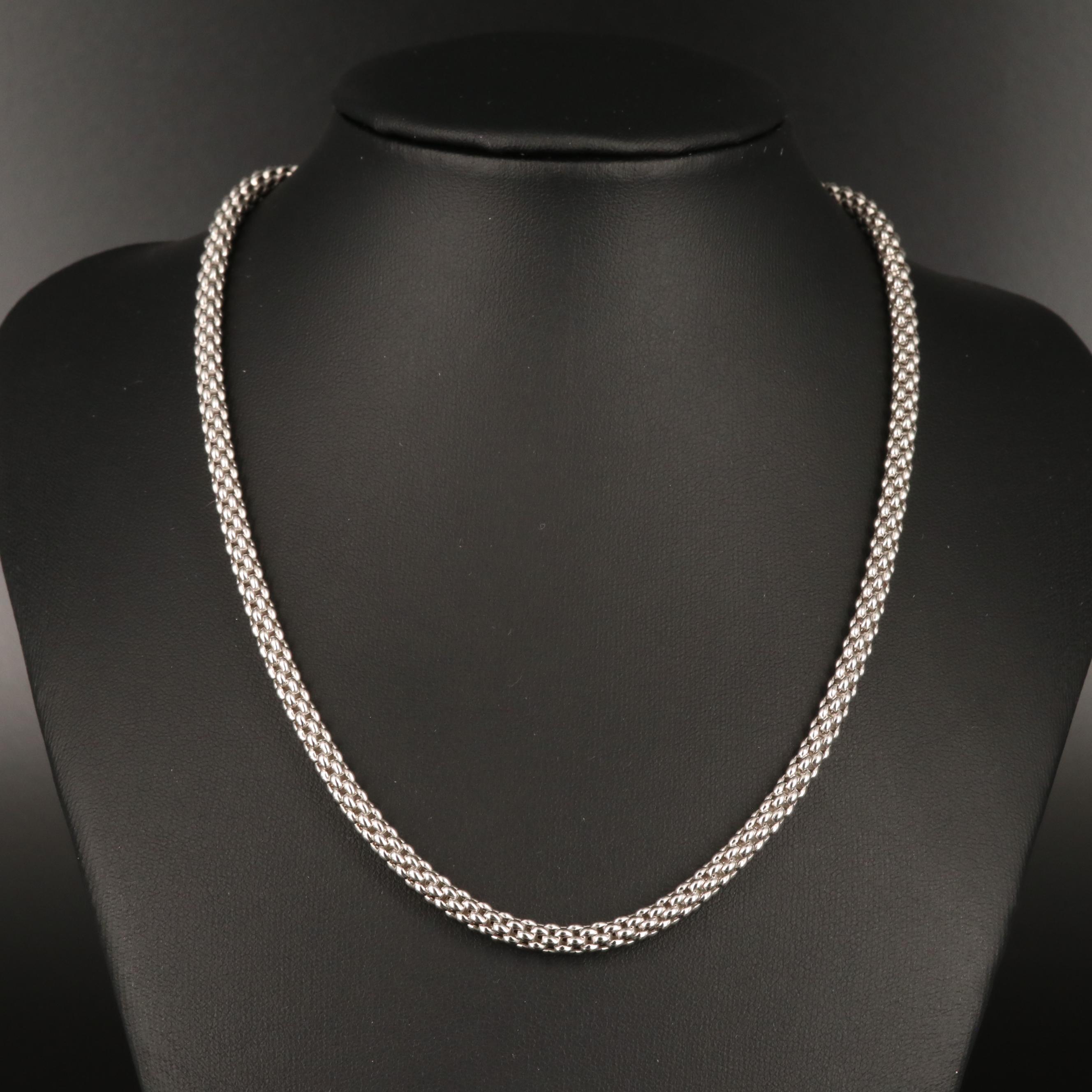 Fope 18K White Gold "Classic Mesh" Chain Necklace