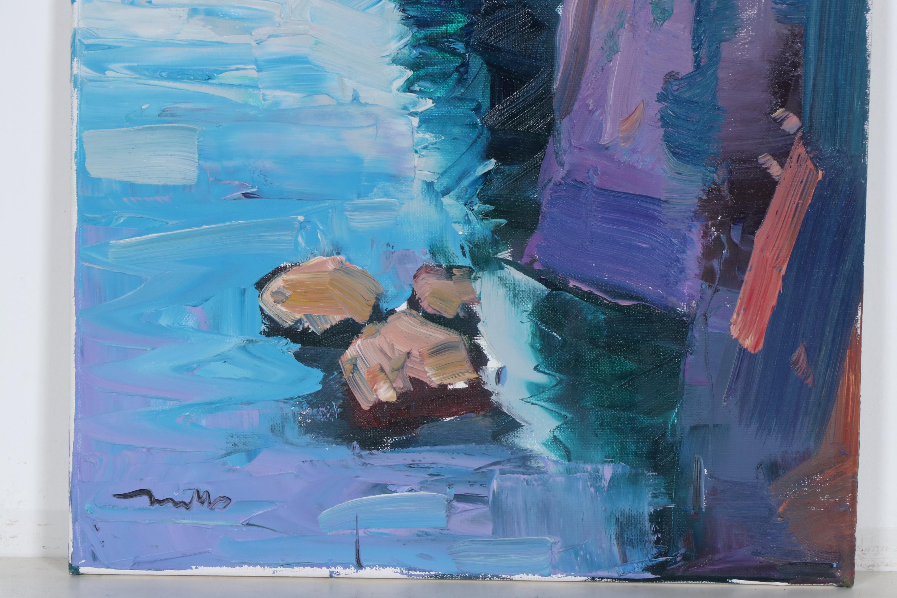 Jose Trujillo Oil Painting "Cliff Diving"