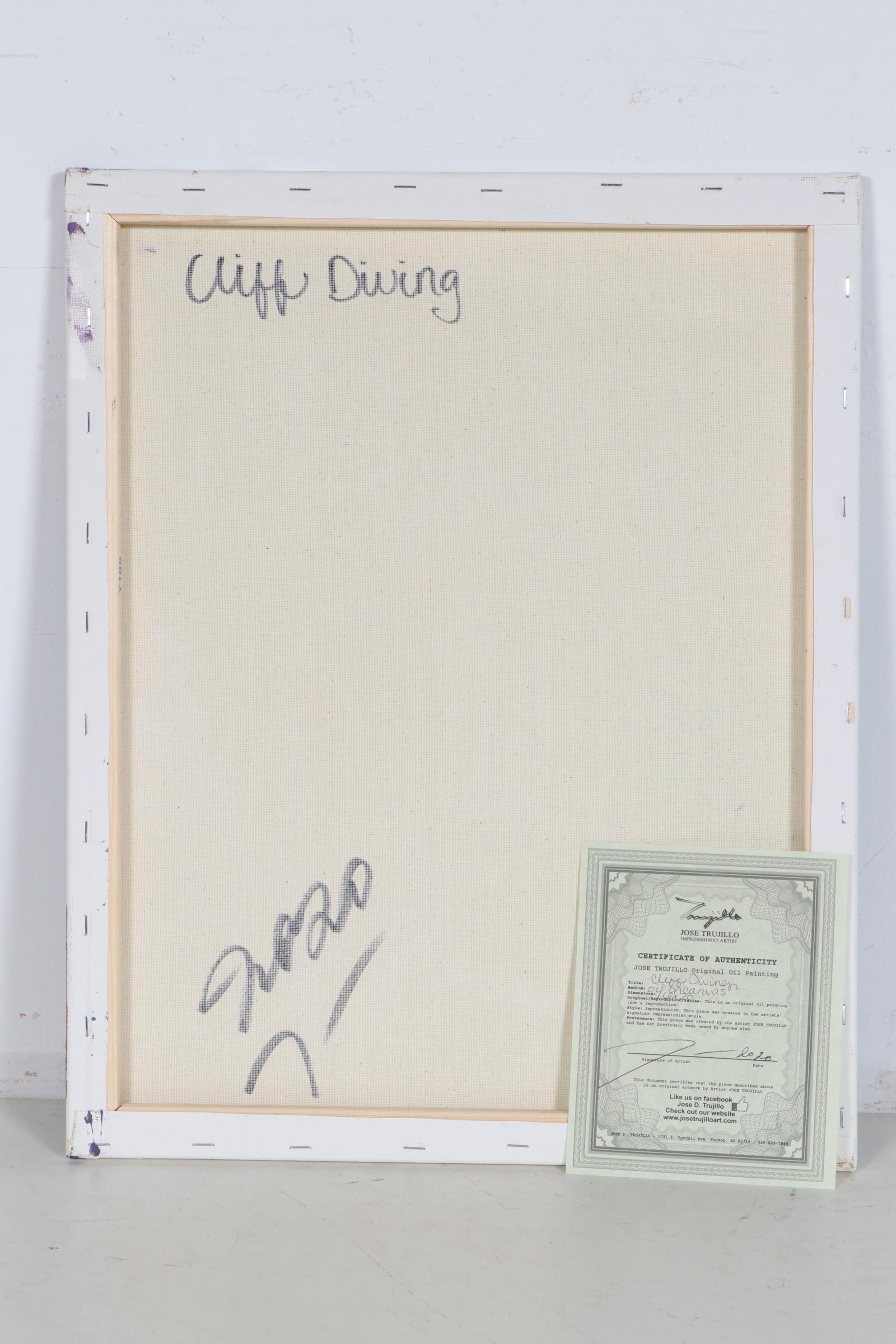 Jose Trujillo Oil Painting "Cliff Diving"