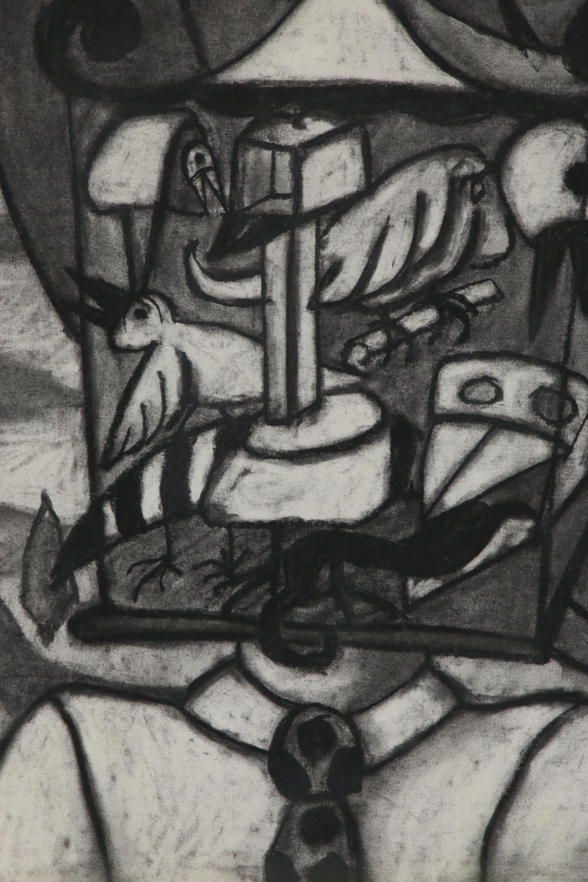 Jeff Sutherland Charcoal Study "Typical Brain Cage"