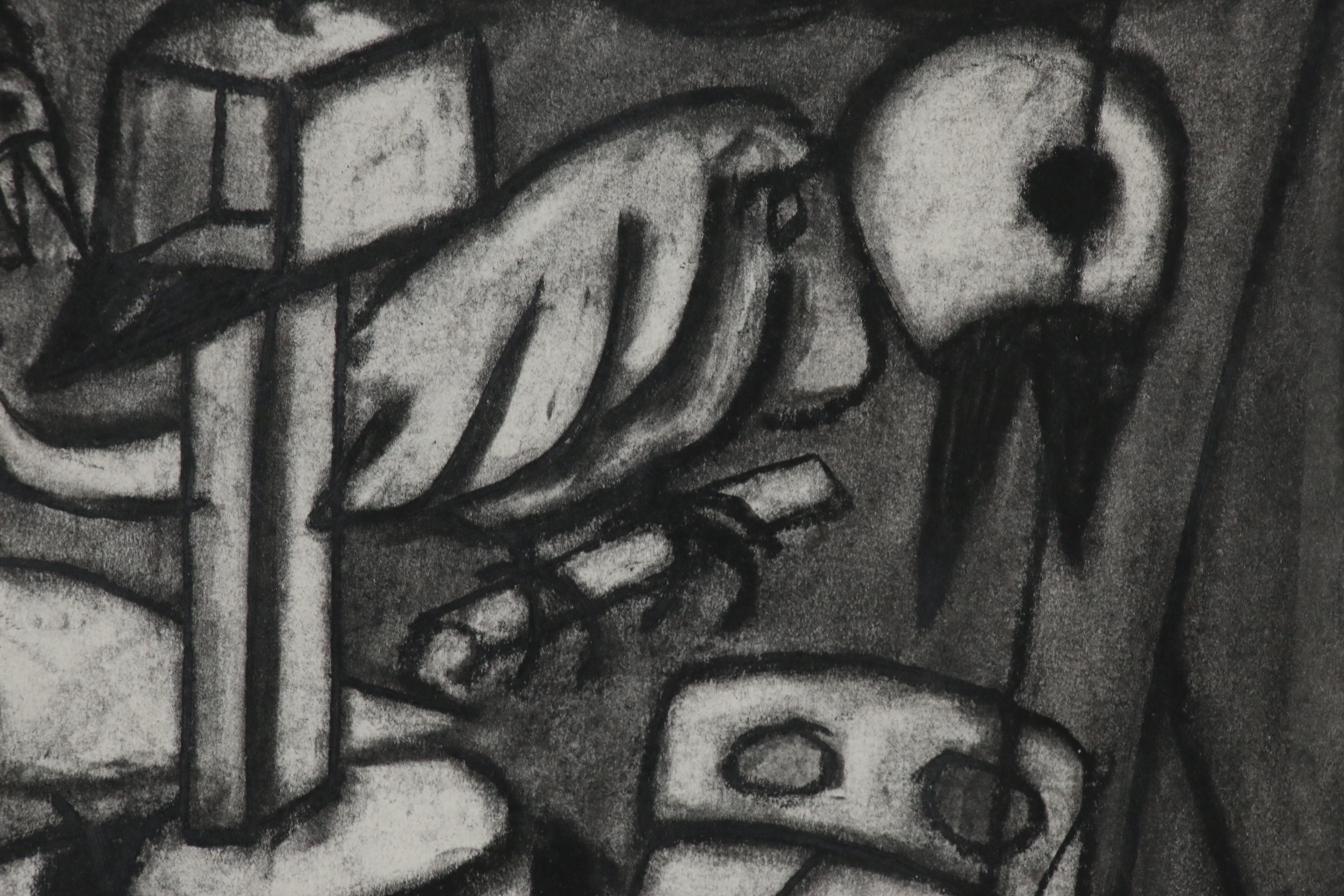 Jeff Sutherland Charcoal Study "Typical Brain Cage"