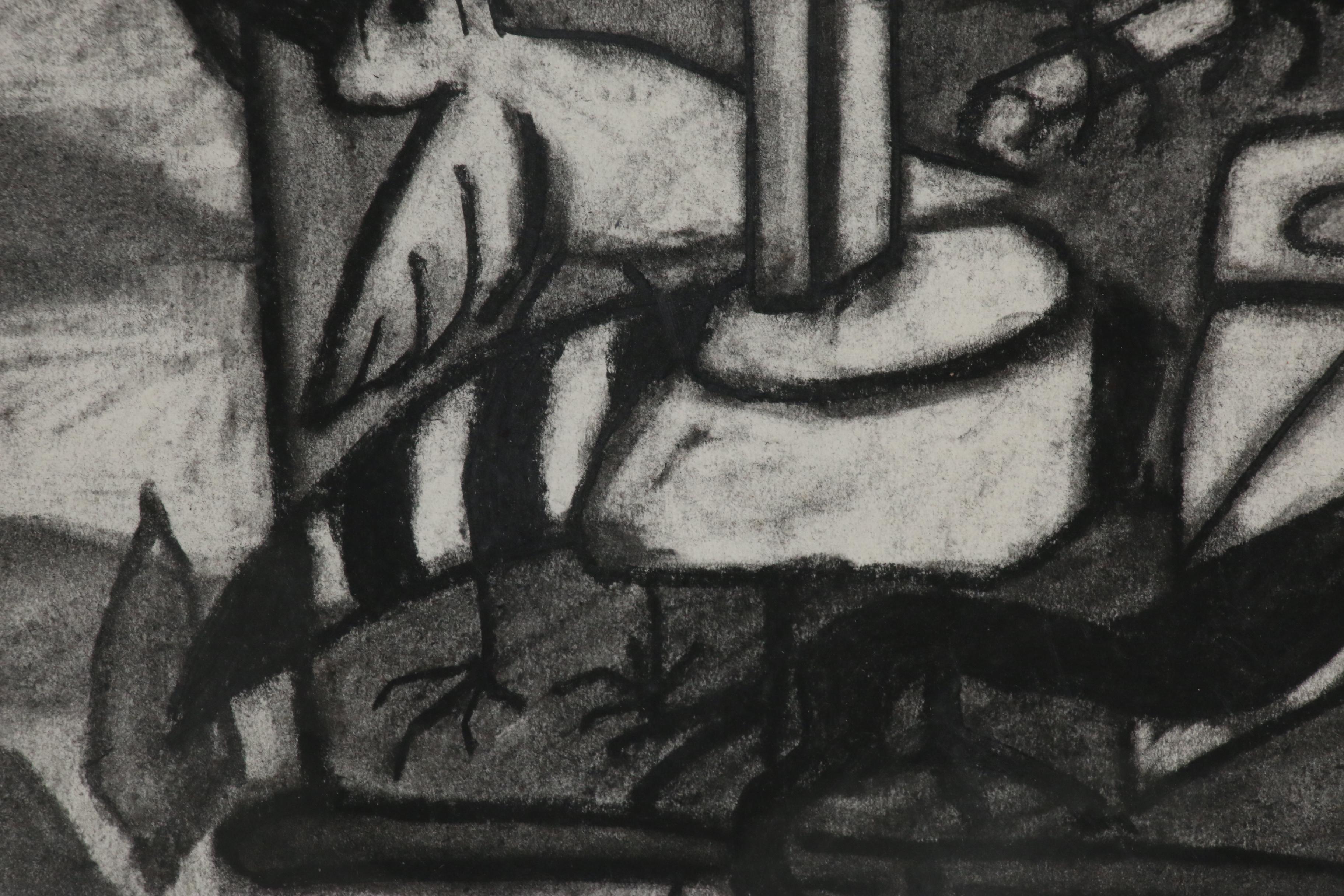 Jeff Sutherland Charcoal Study "Typical Brain Cage"