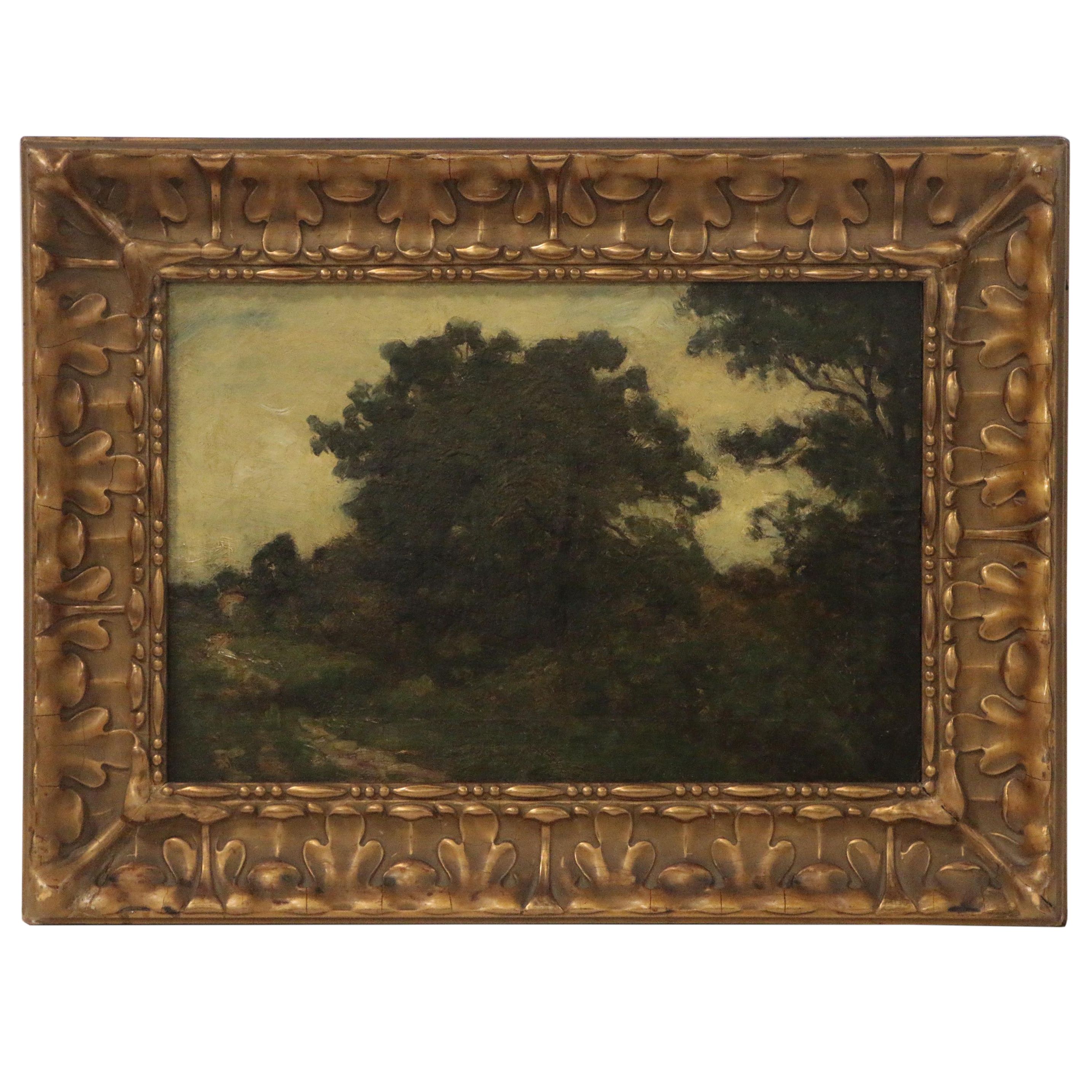 Annie Shaw Tonalist Landscape Oil Painting "A Country Road", Late 19th Century