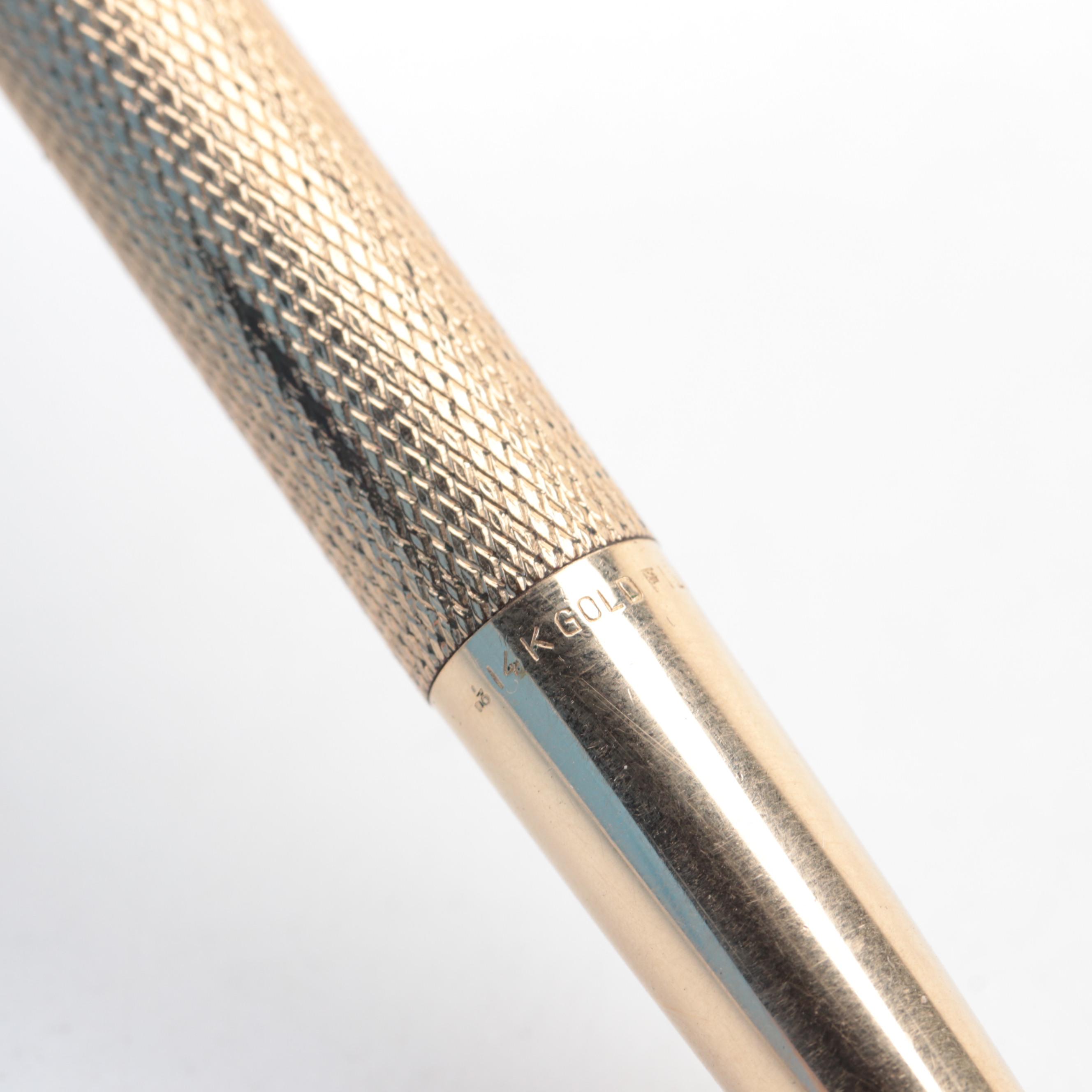 Sheaffer Snorkel 14K Gold Fountain Pen, 14K Pencil, and W. S. Hicks Pencil