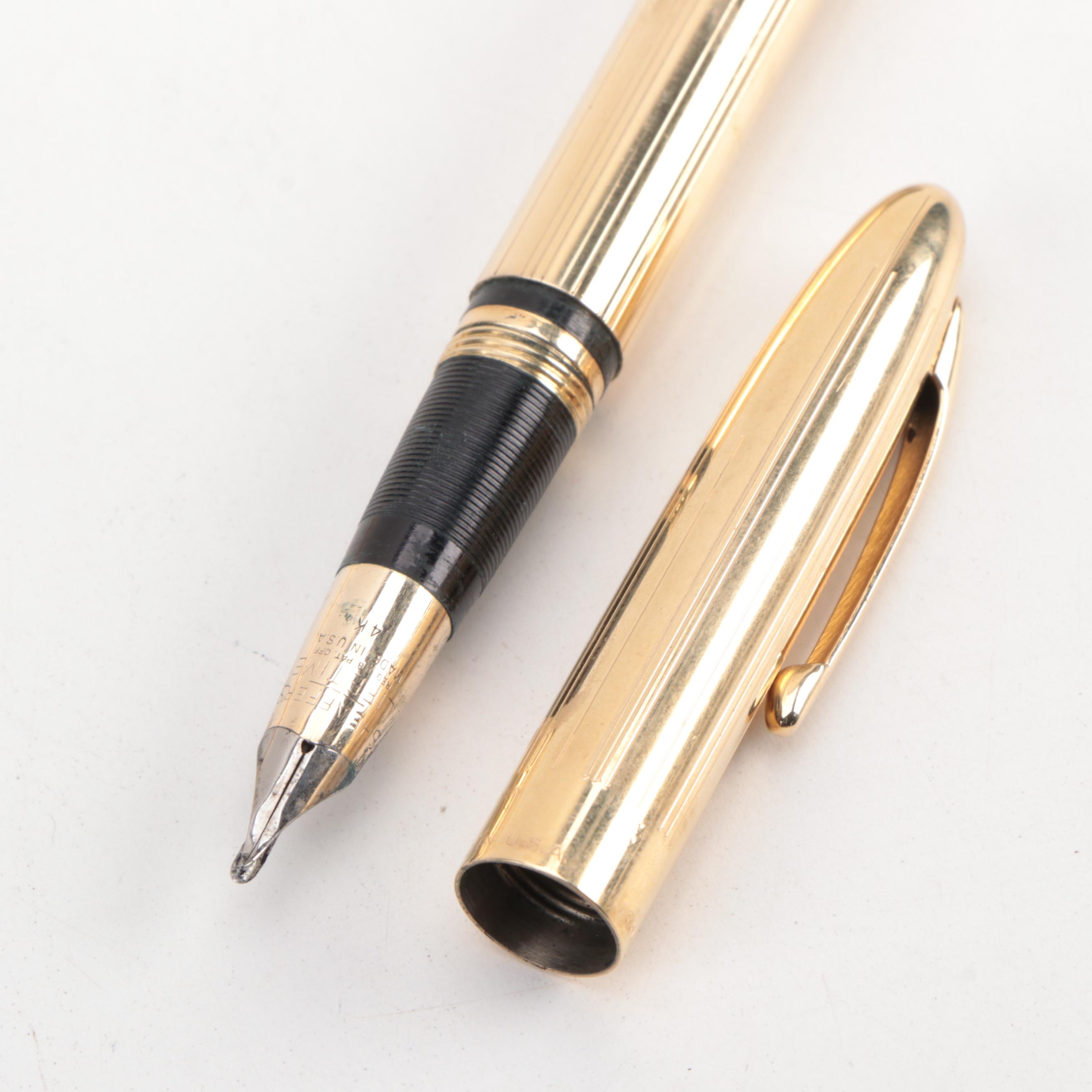 Sheaffer Snorkel 14K Gold Fountain Pen, 14K Pencil, and W. S. Hicks Pencil