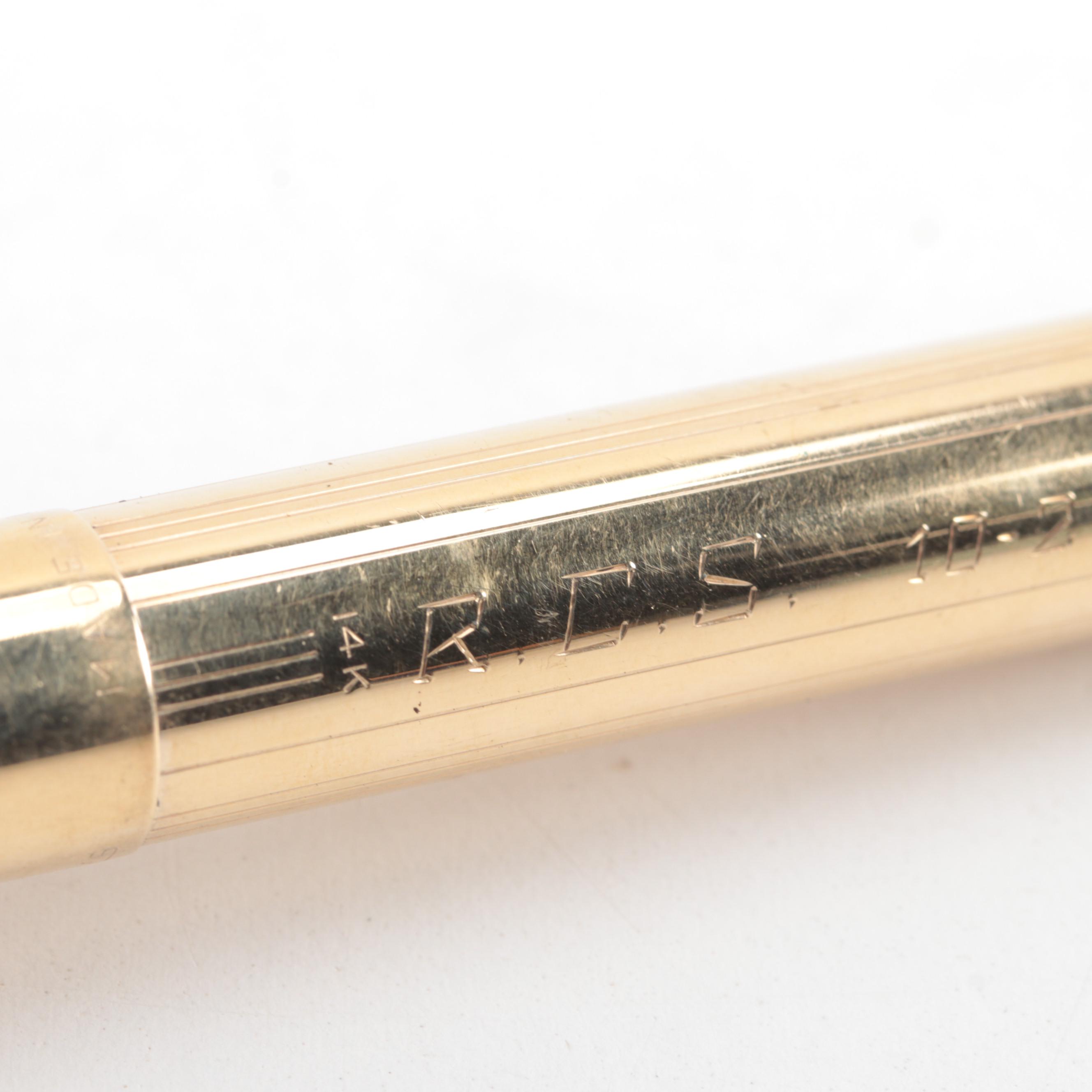 Sheaffer Snorkel 14K Gold Fountain Pen, 14K Pencil, and W. S. Hicks Pencil