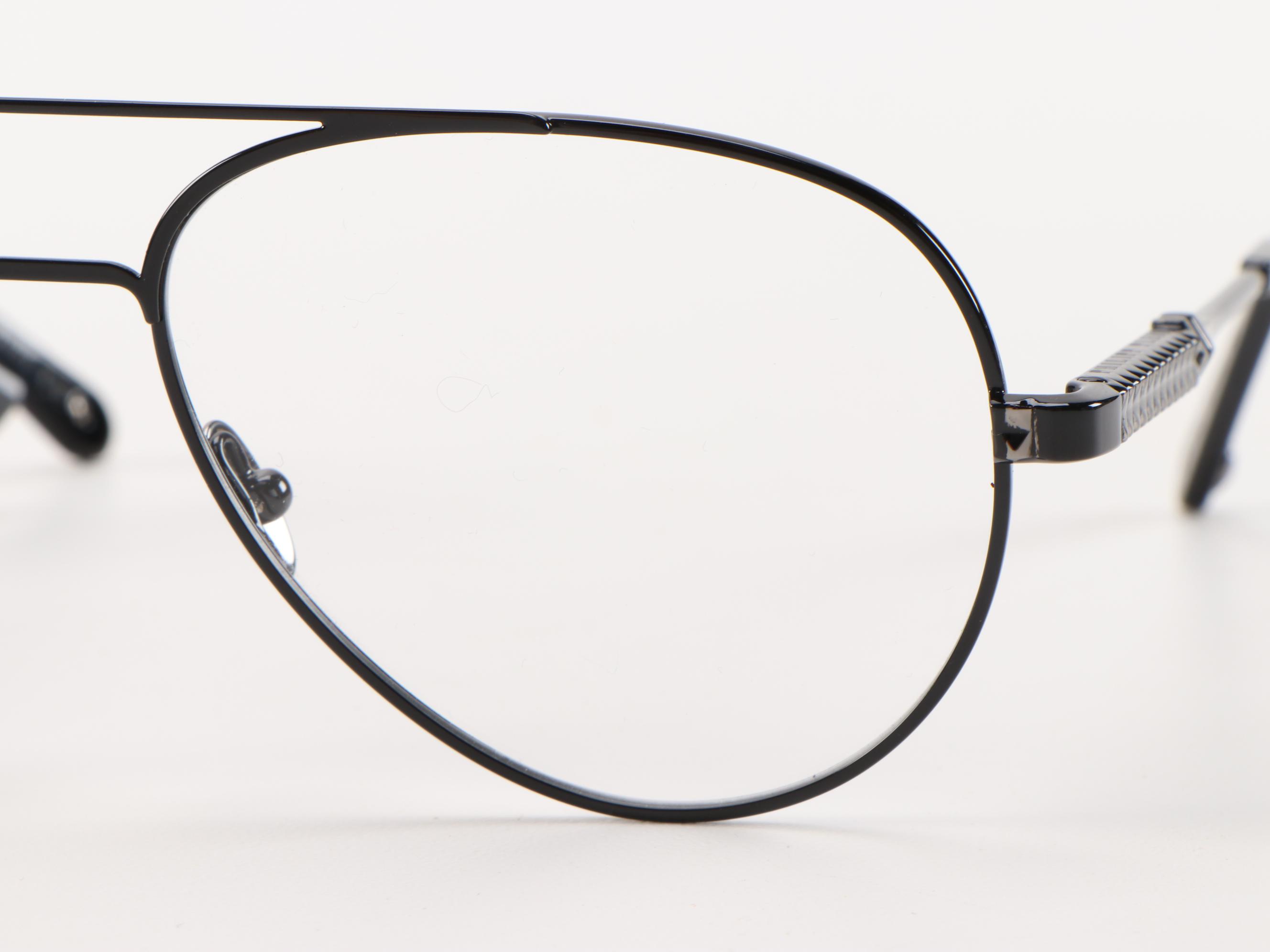 Philipp Plein UEV0003 Black Metal Modified Aviator Brady Eyeglasses with Case