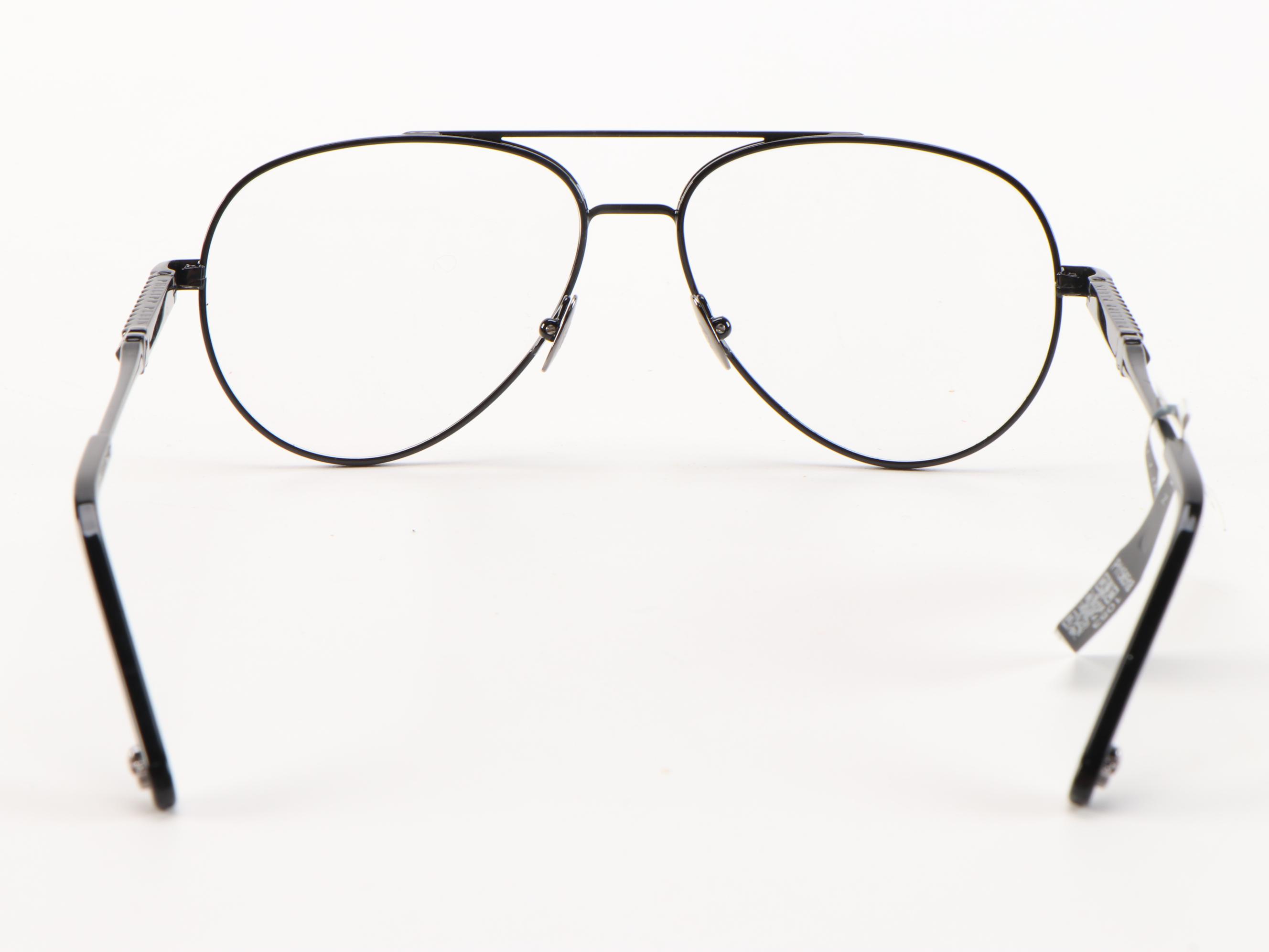 Philipp Plein UEV0003 Black Metal Modified Aviator Brady Eyeglasses with Case