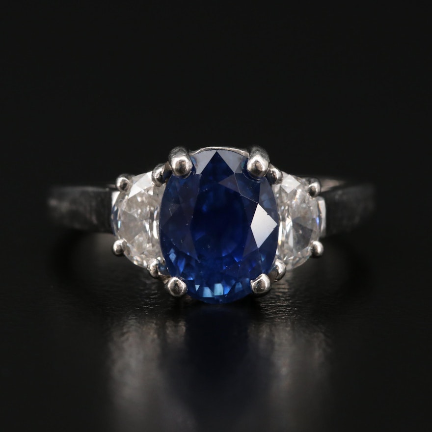 Platinum 3.60 CT Sapphire and Diamond Ring
